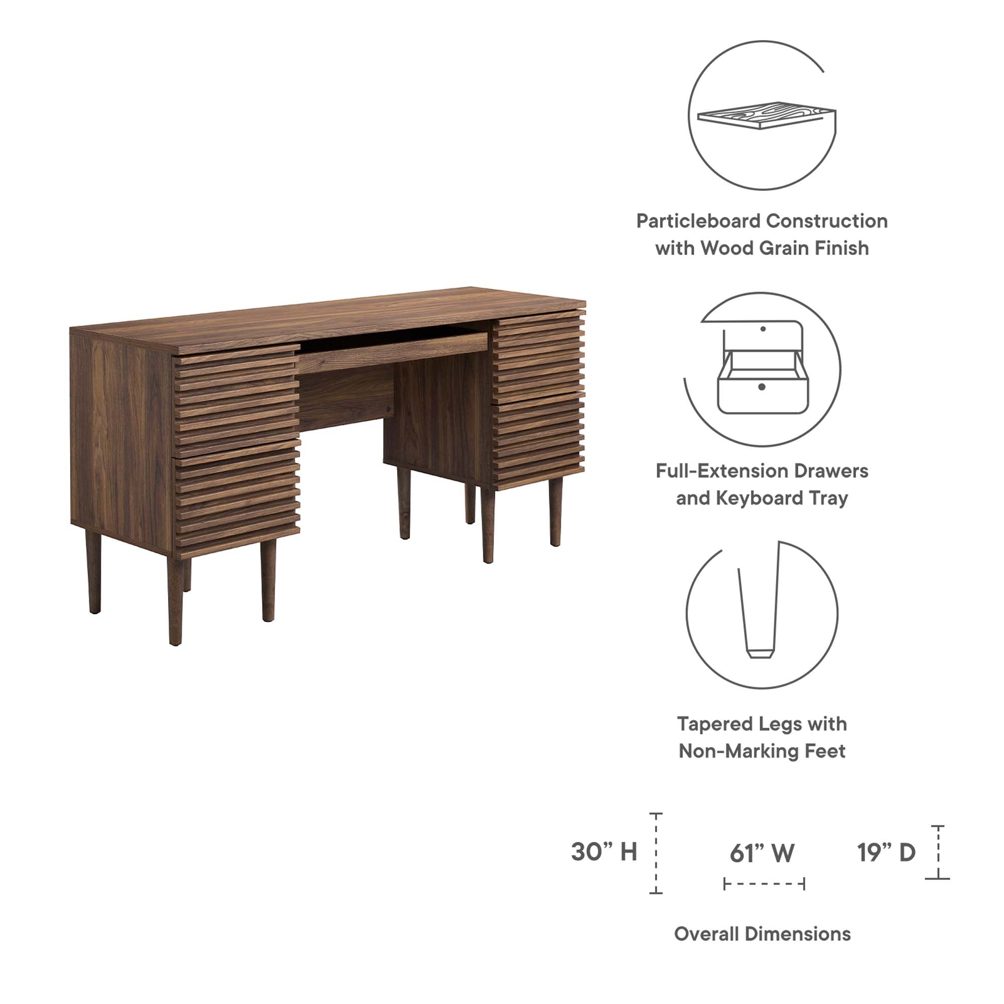 Render Office Desk, Walnut