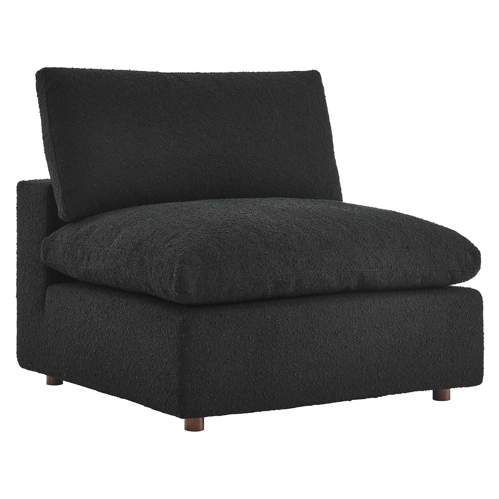 Commix Down Filled Overstuffed Boucle Fabric Armless Chair, Black