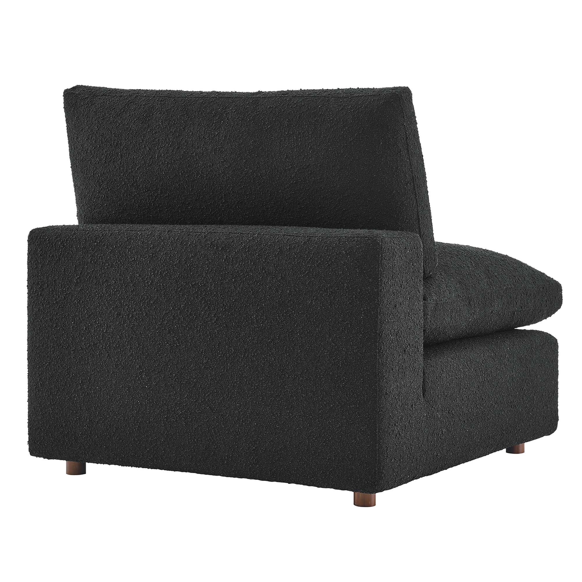 Commix Down Filled Overstuffed Boucle Fabric Armless Chair, Black