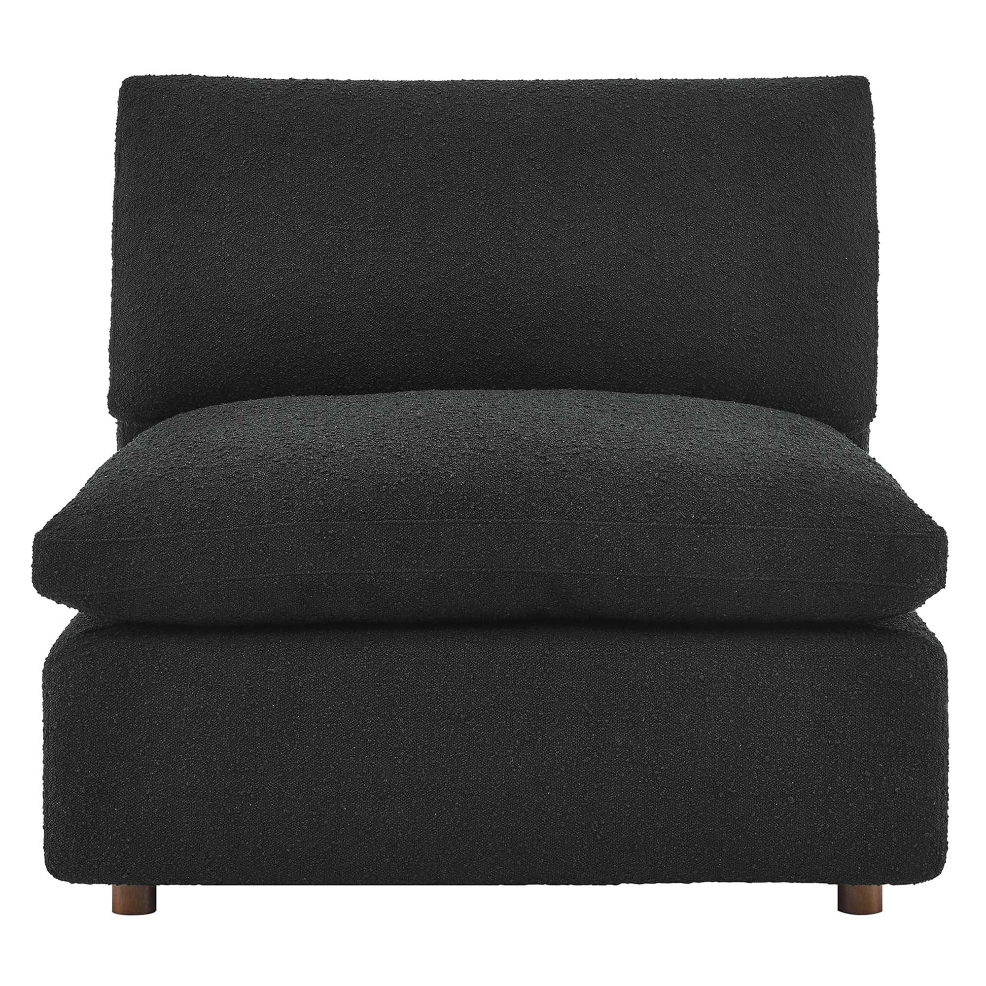 Commix Down Filled Overstuffed Boucle Fabric Armless Chair, Black