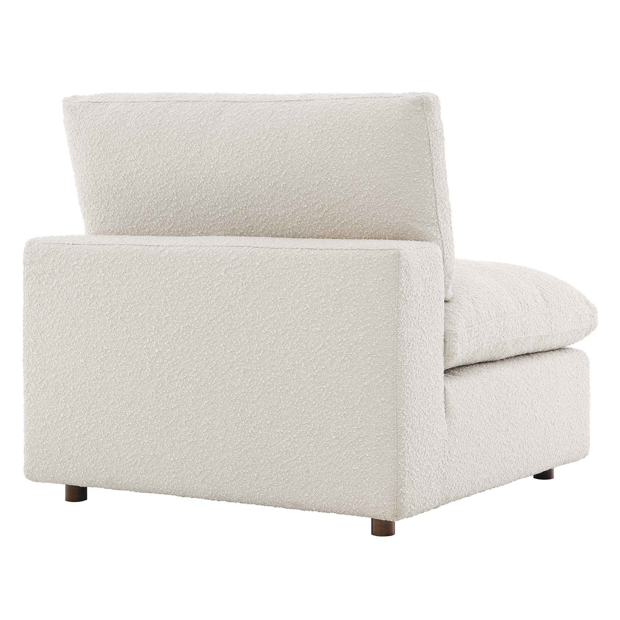 Commix Down Filled Overstuffed Boucle Fabric Armless Chair, Ivory