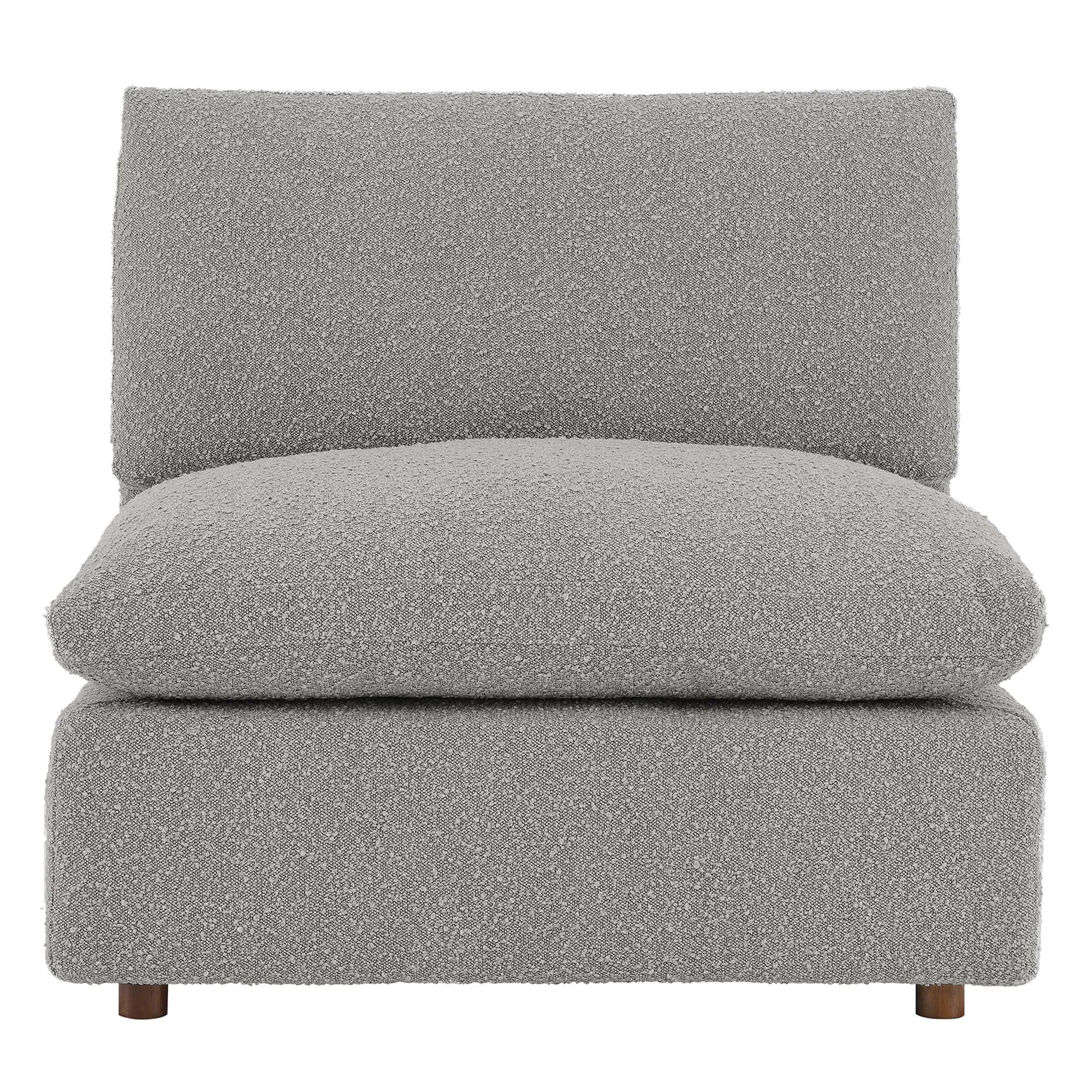 Commix Down Filled Overstuffed Boucle Fabric Armless Chair, Light Gray