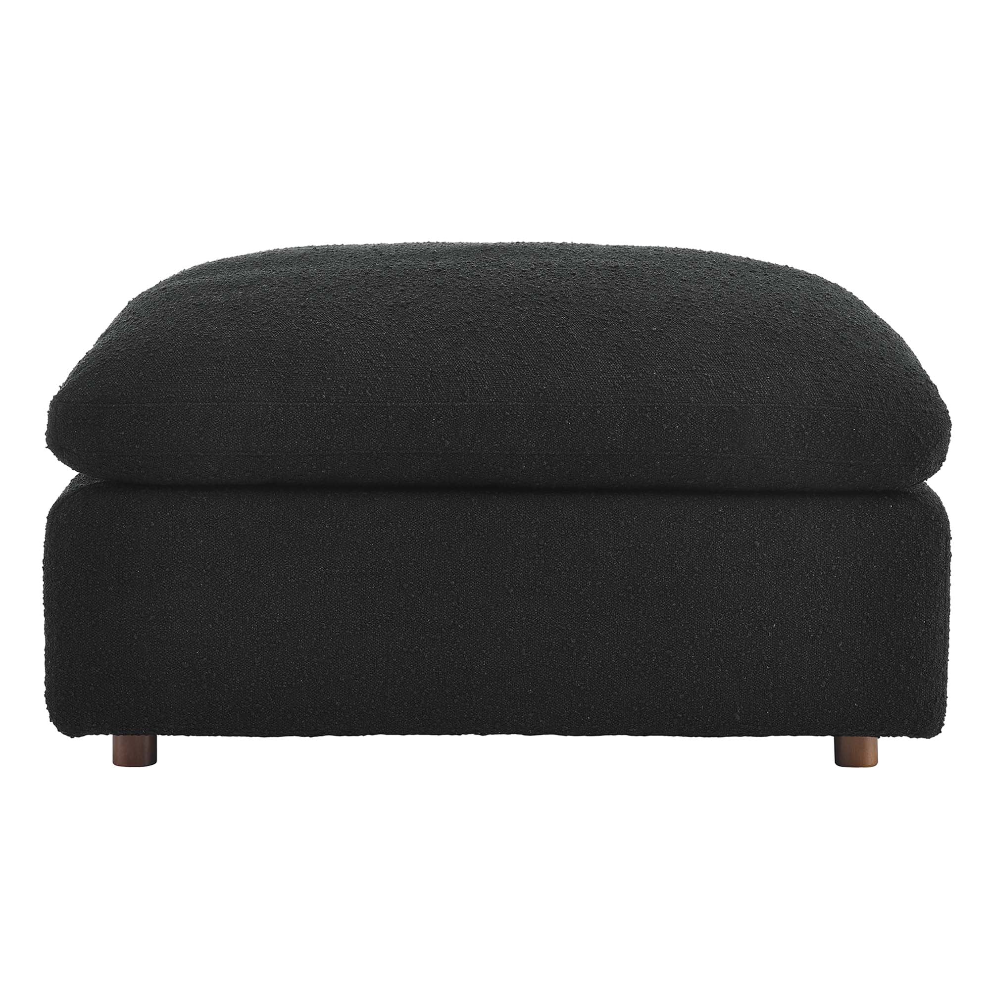 Commix Down Filled Overstuffed Boucle Fabric Ottoman, Black