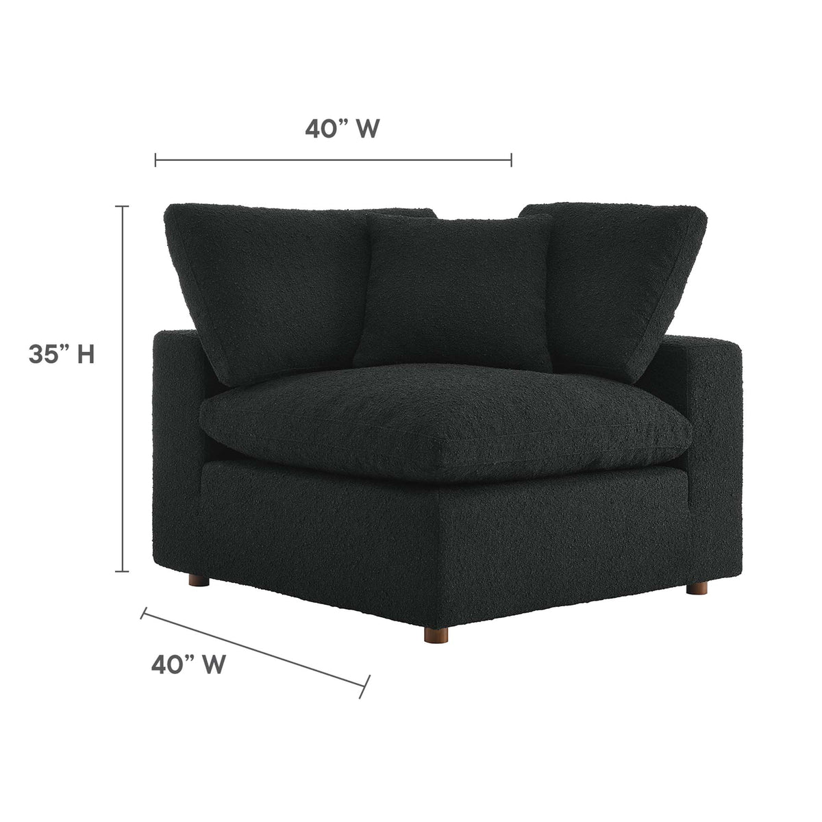 Commix Down Filled Overstuffed Boucle Fabric Corner Chair, Black