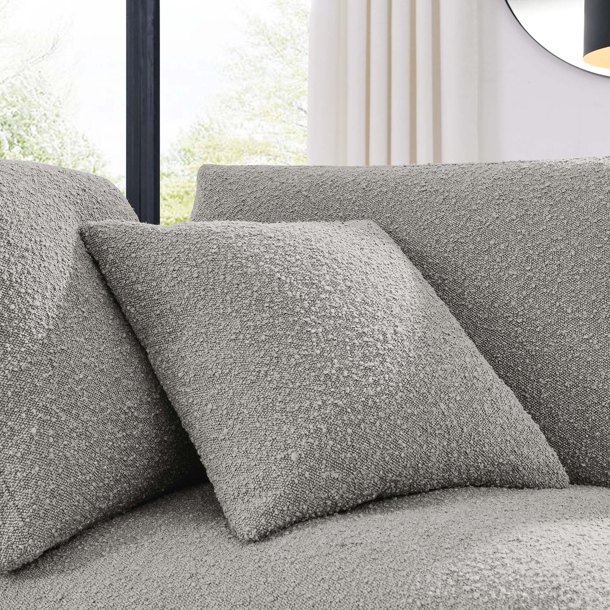 Commix Down Filled Overstuffed Boucle Fabric Corner Chair, Light Gray