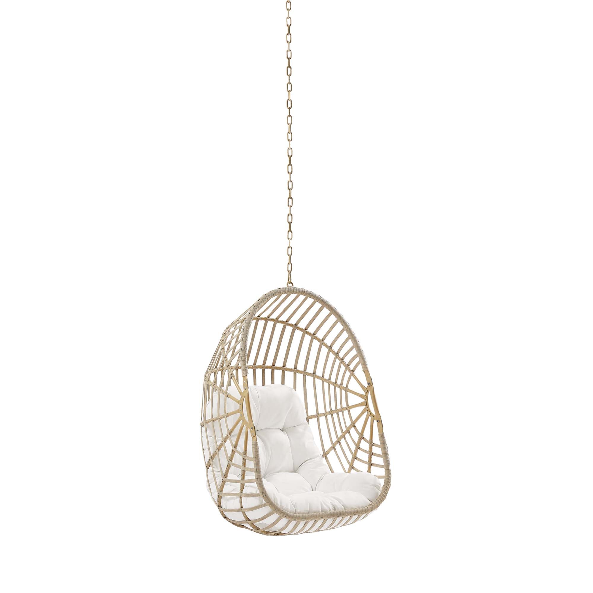 Amalie Wicker Rattan Outdoor Patio Rattan Swing Chair without Stand, Natural White