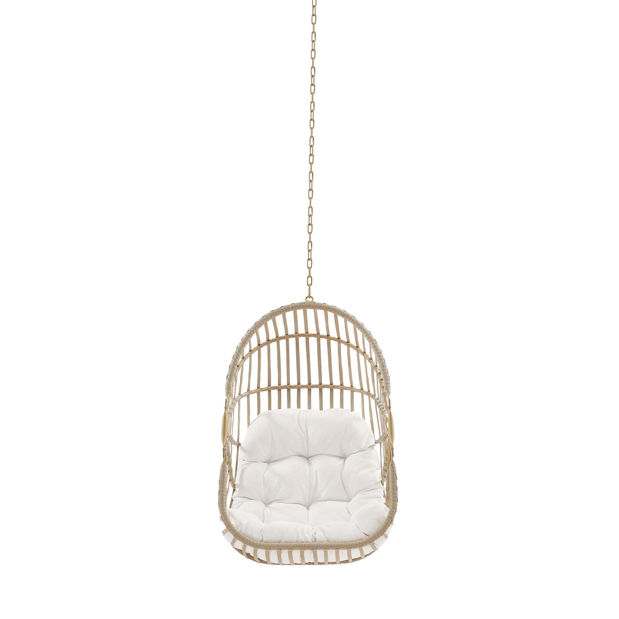 Amalie Wicker Rattan Outdoor Patio Rattan Swing Chair without Stand, Natural White