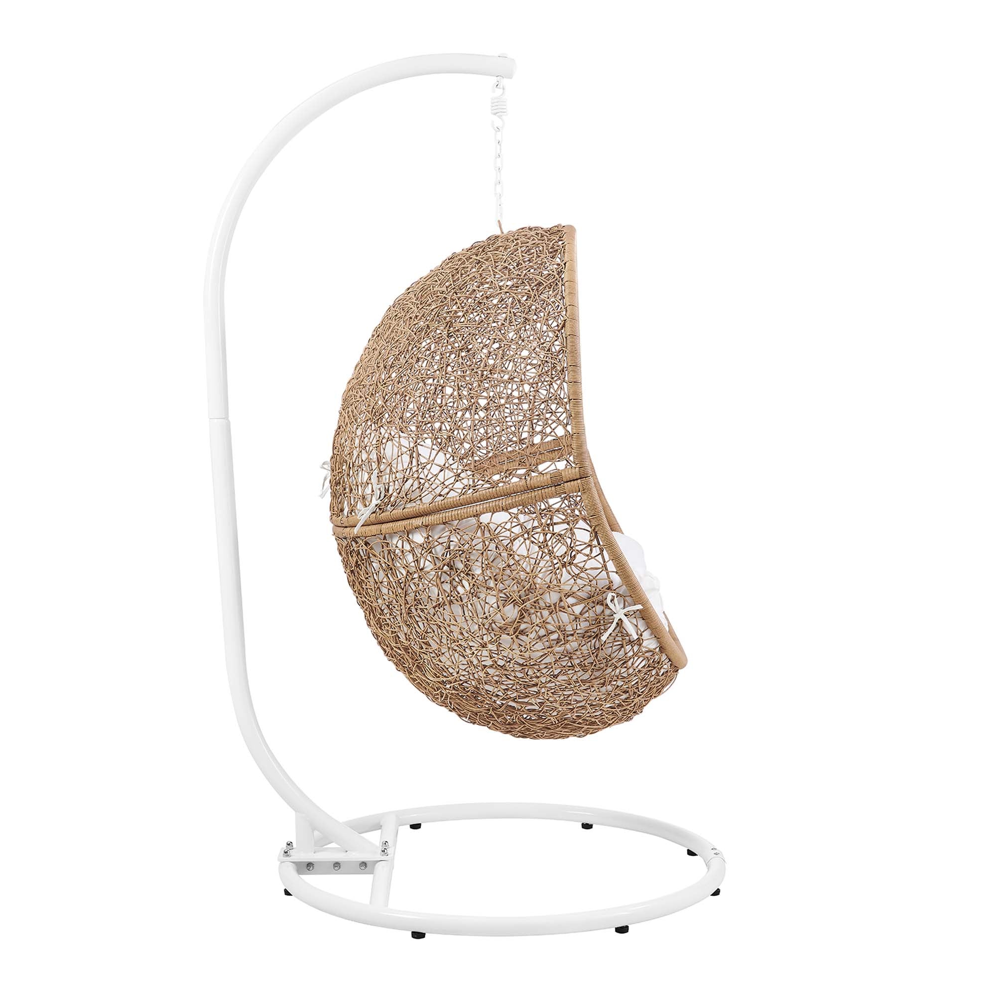 Encase Outdoor Patio Rattan Swing Chair, Cappuccino White