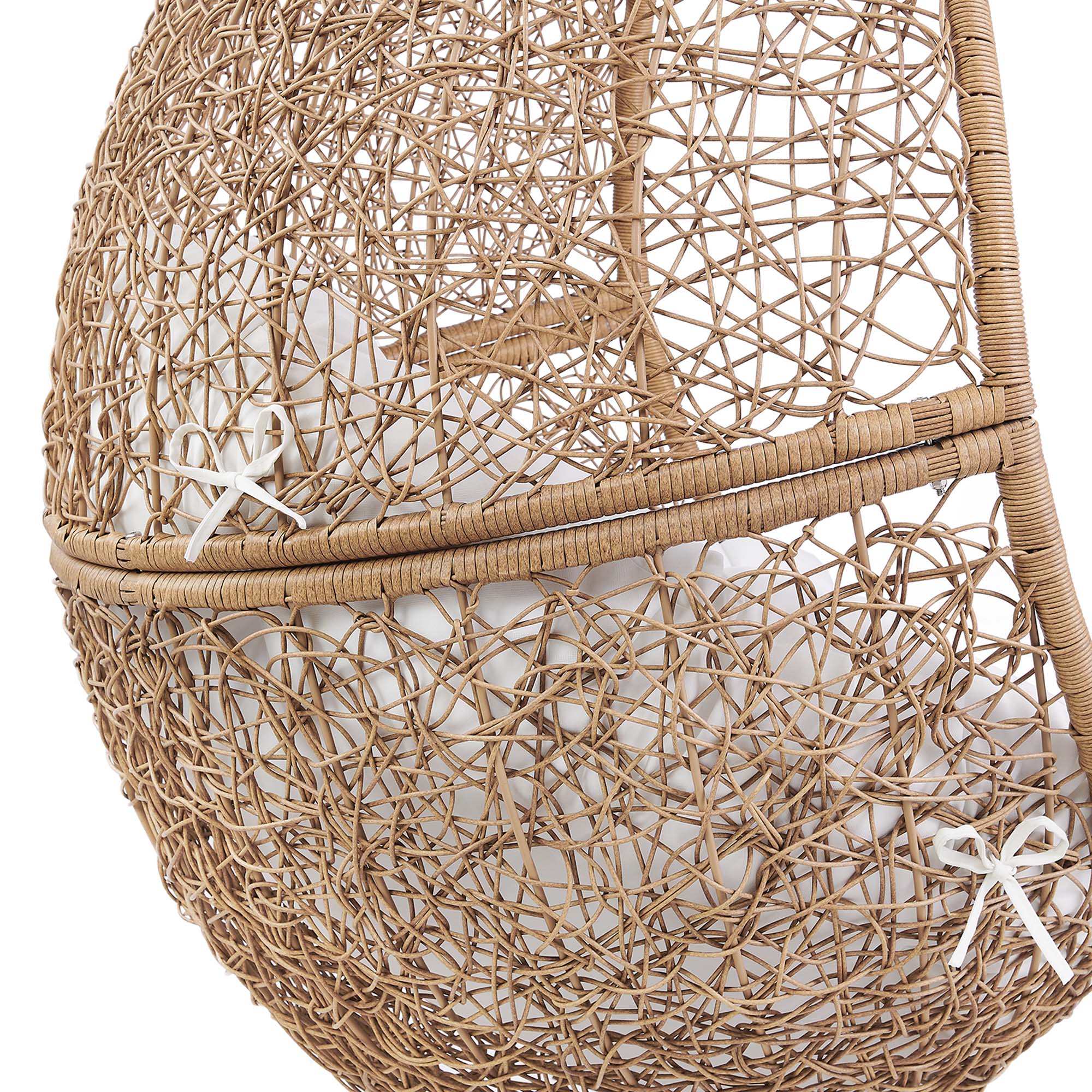 Encase Outdoor Patio Rattan Swing Chair, Cappuccino White