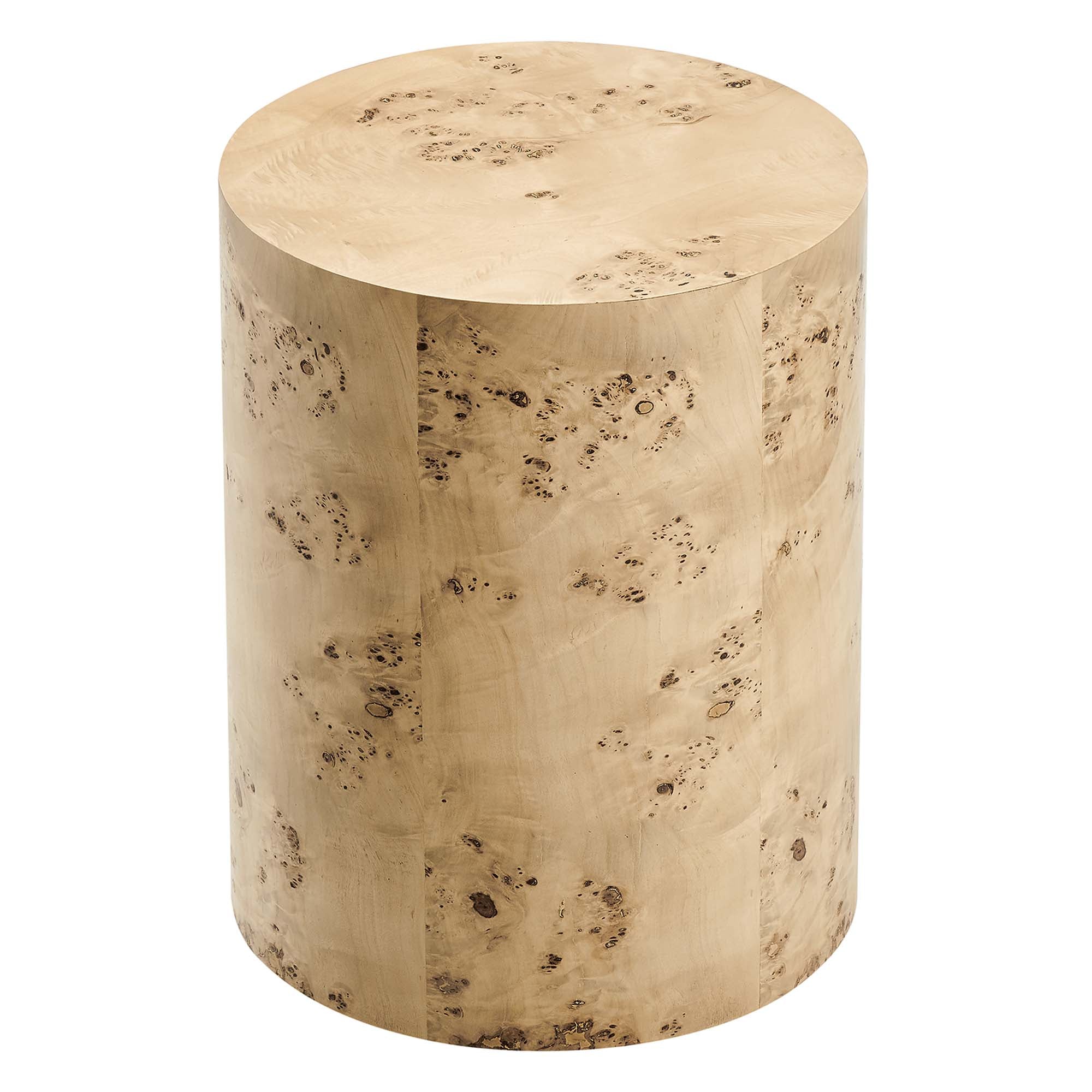 Cosmos 16" Round Burl Wood Side Table, Natural Burl