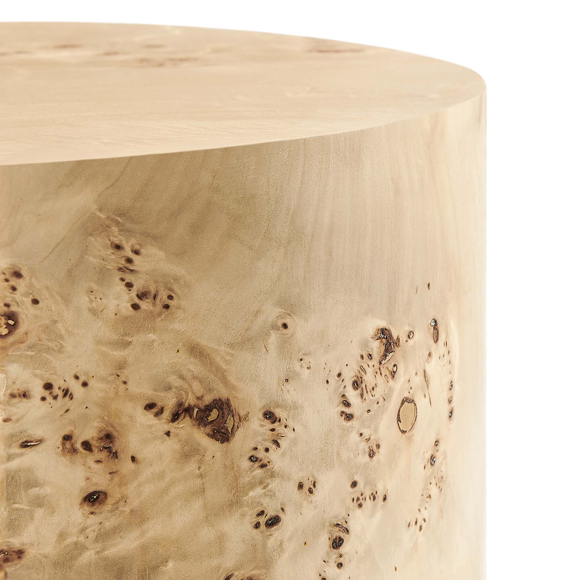 Cosmos 16" Round Burl Wood Side Table, Natural Burl