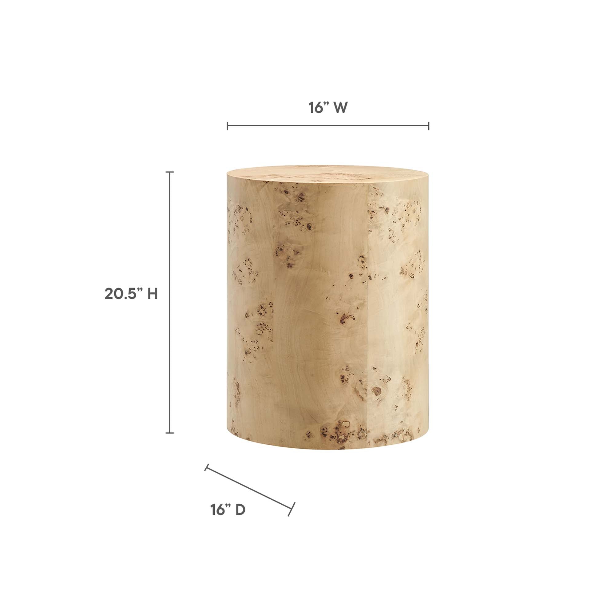 Cosmos 16" Round Burl Wood Side Table, Natural Burl