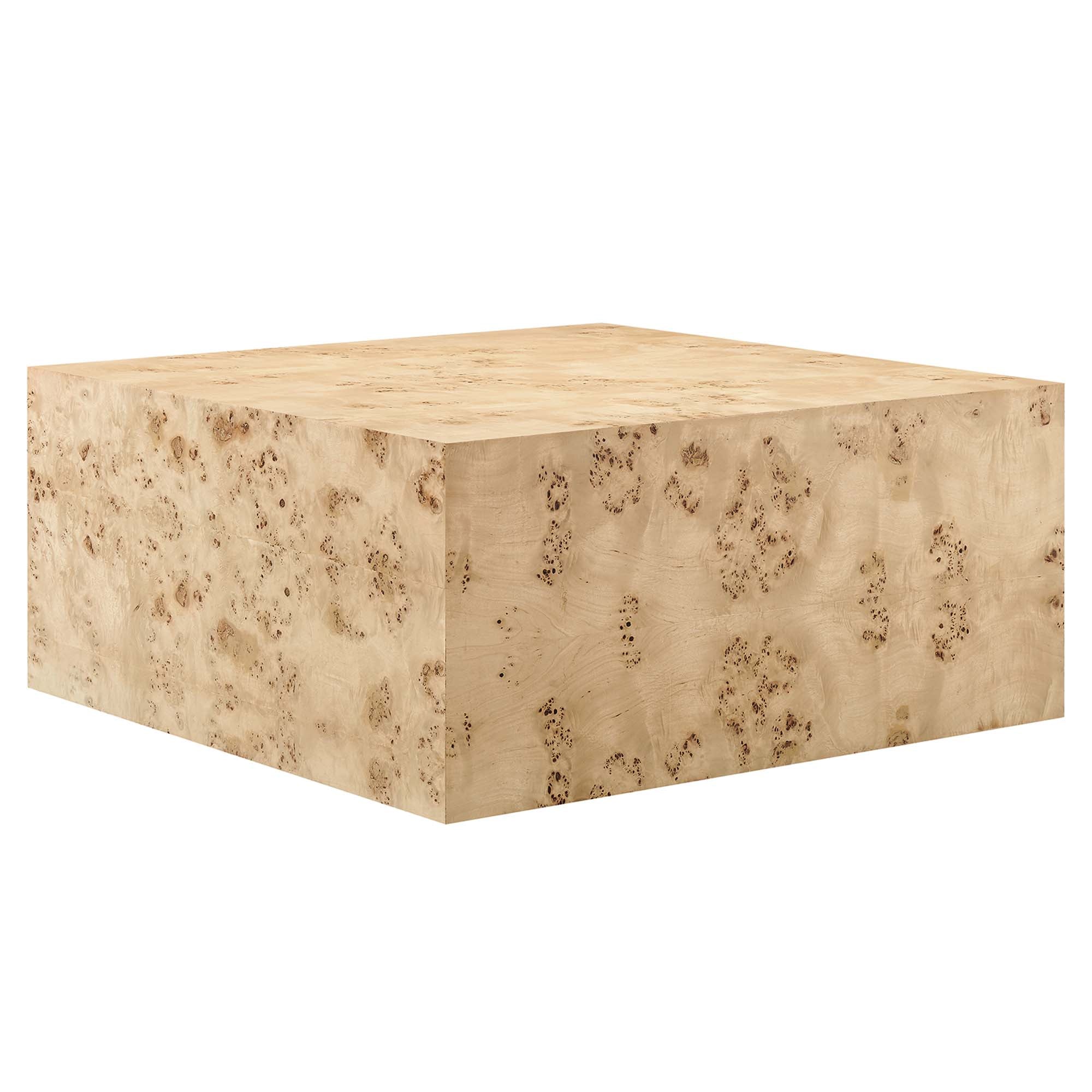 Cosmos 36" Square Burl Wood Coffee Table, Natural Burl