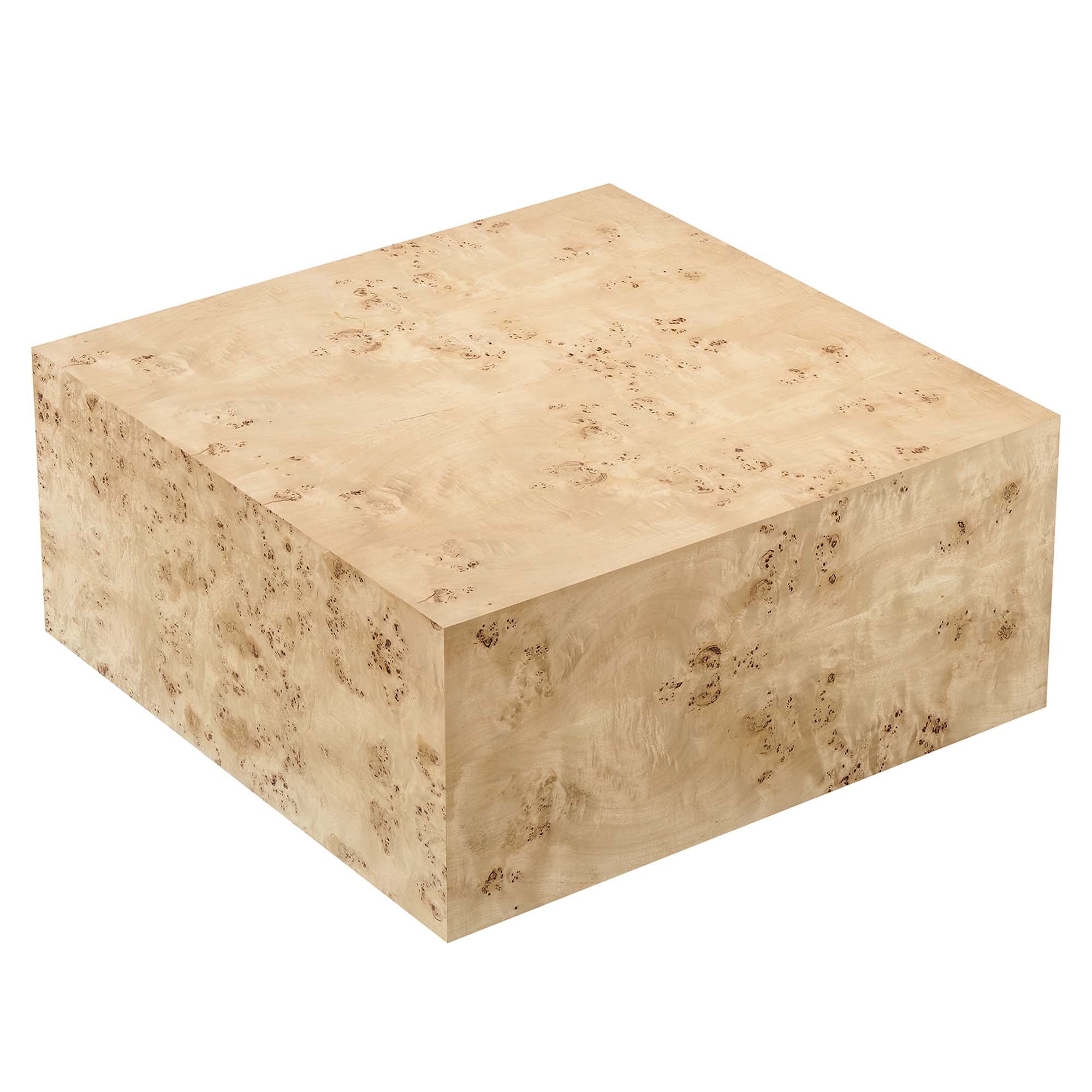 Cosmos 36" Square Burl Wood Coffee Table, Natural Burl