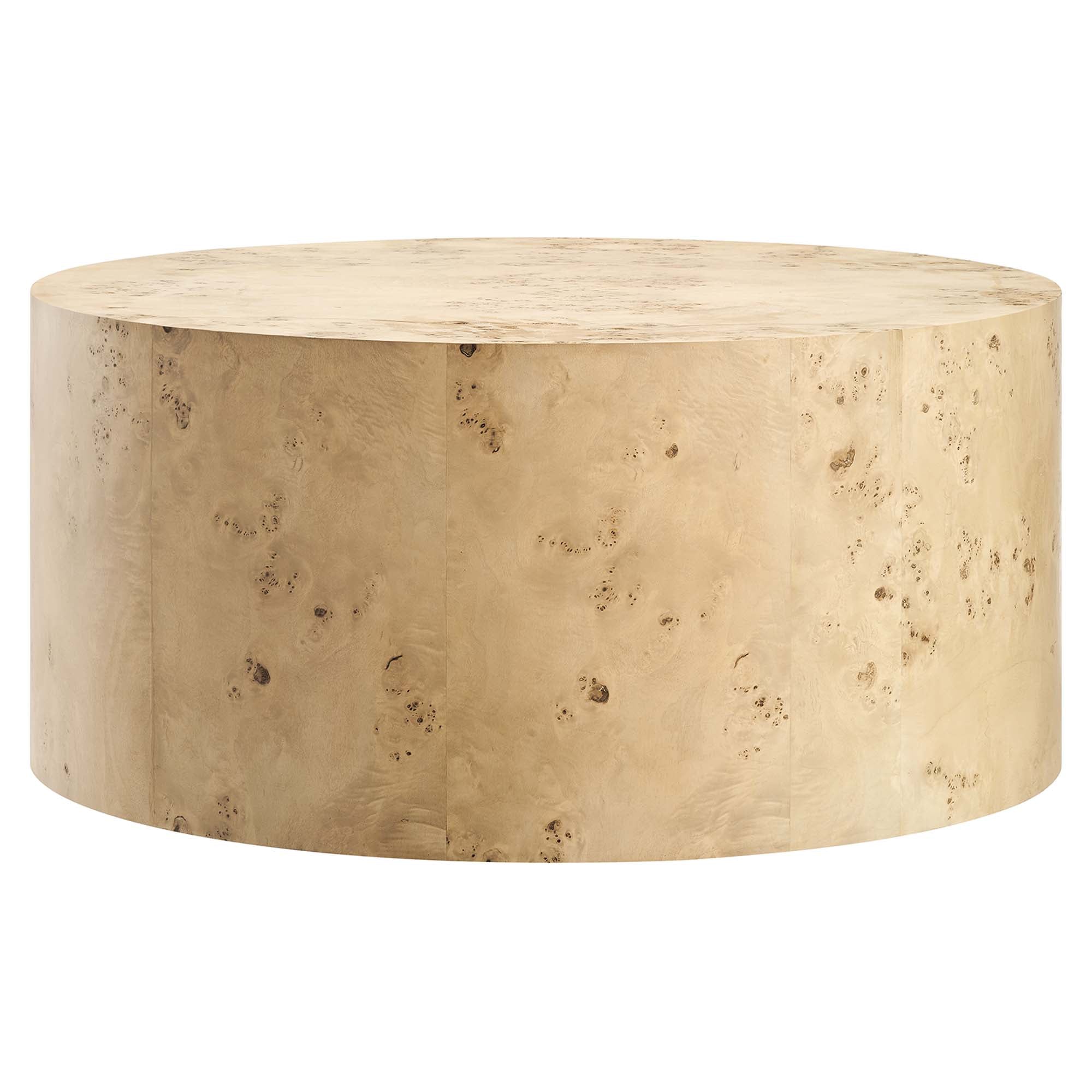 Cosmos 35" Round Burl Wood Coffee Table, Natural Burl