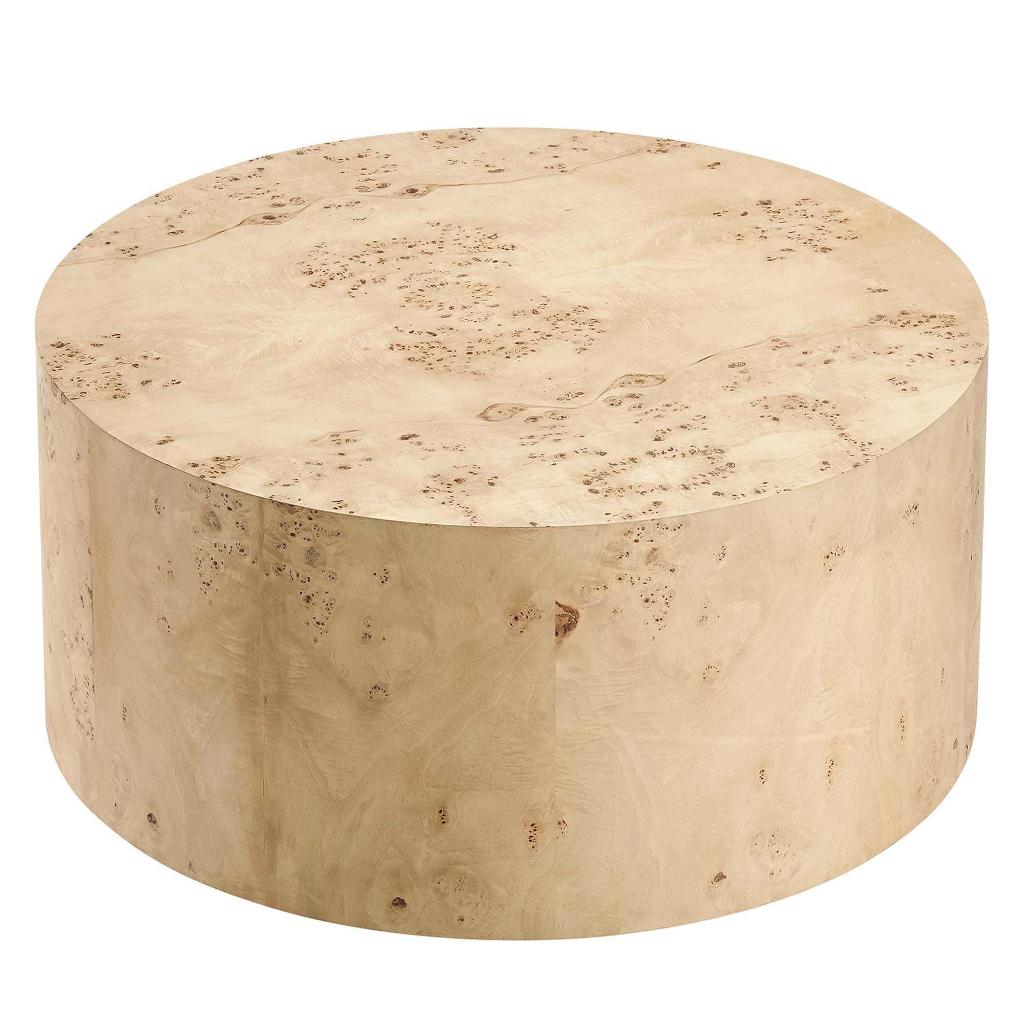 Cosmos 35" Round Burl Wood Coffee Table, Natural Burl