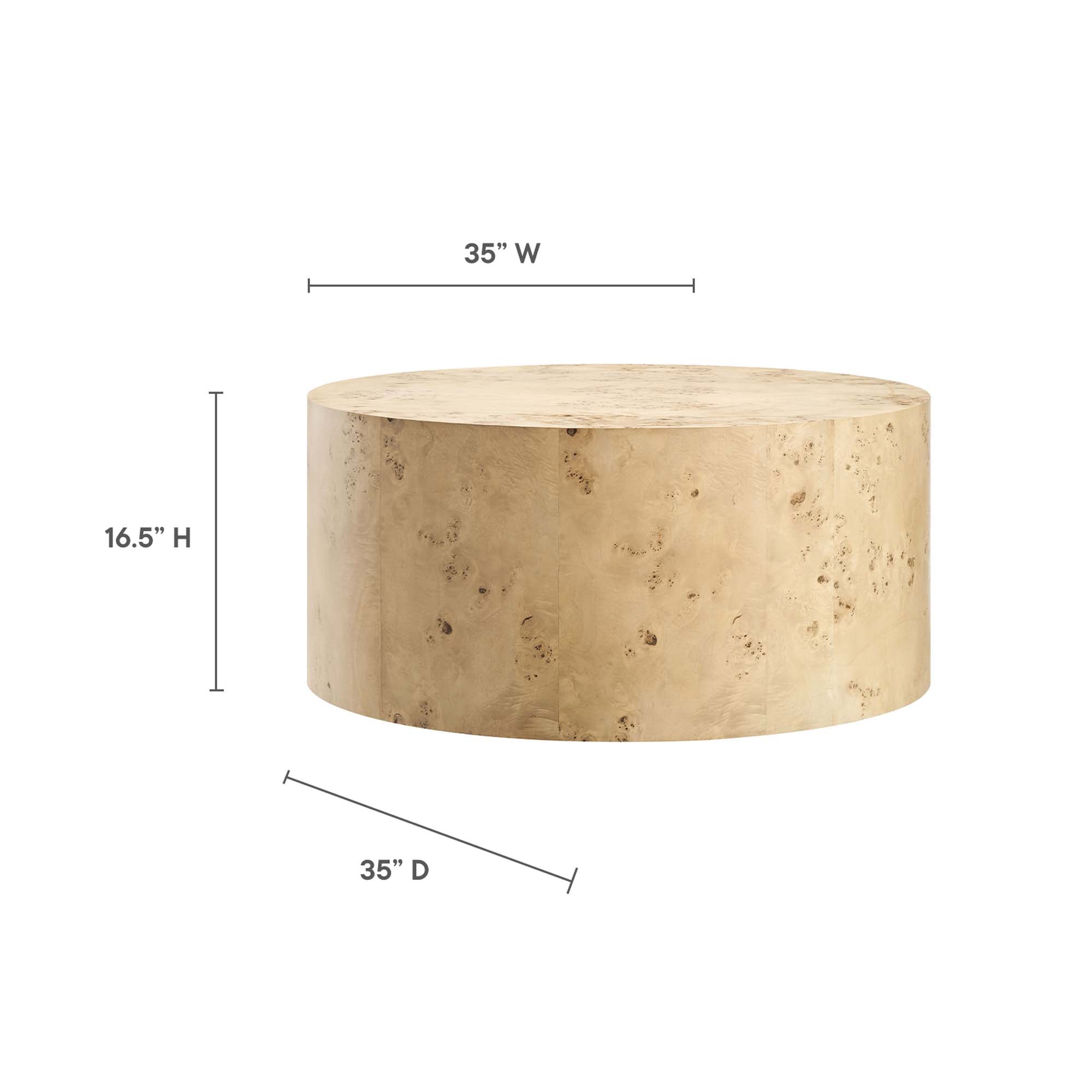 Cosmos 35" Round Burl Wood Coffee Table, Natural Burl