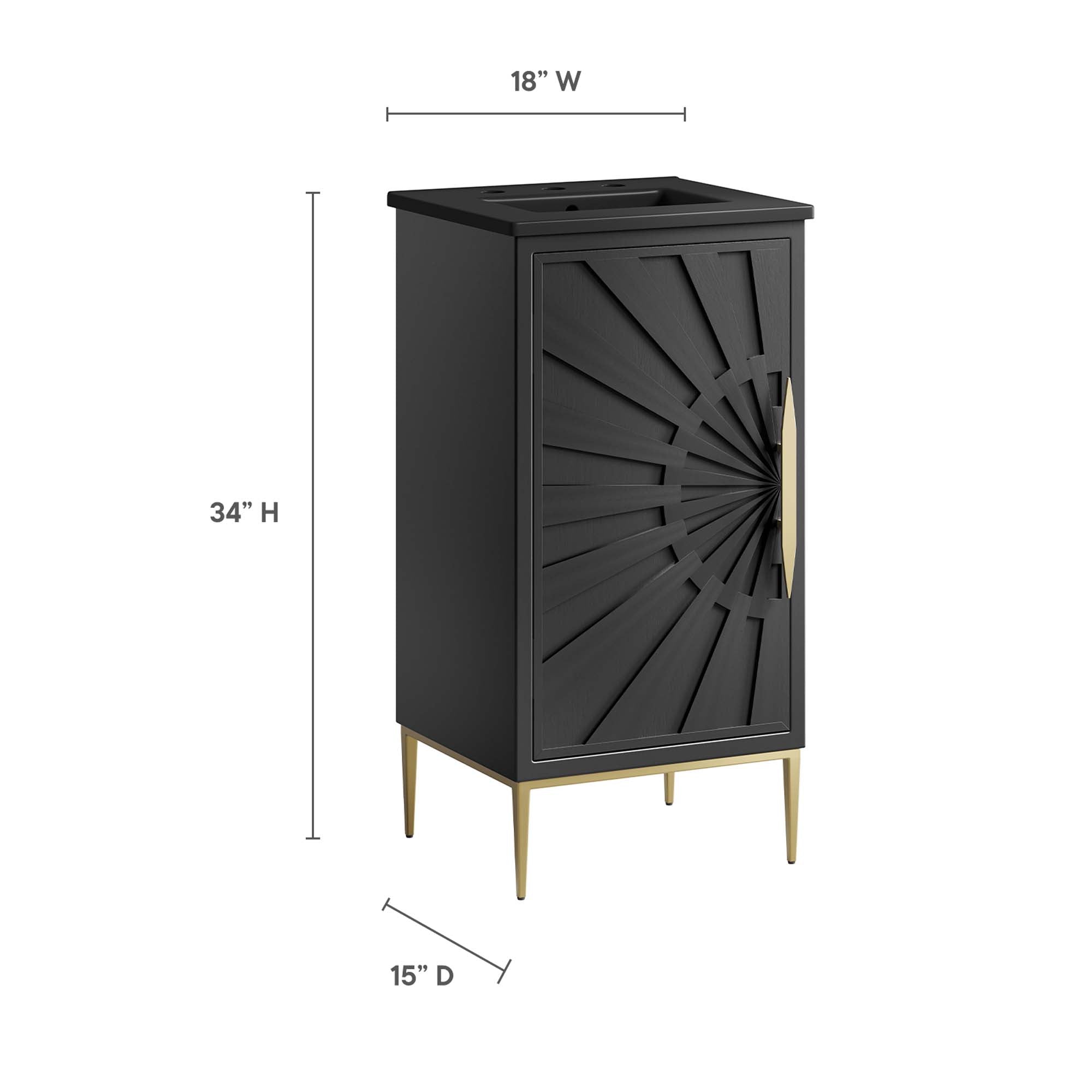 Awaken 18" Bathroom Vanity, Black Black