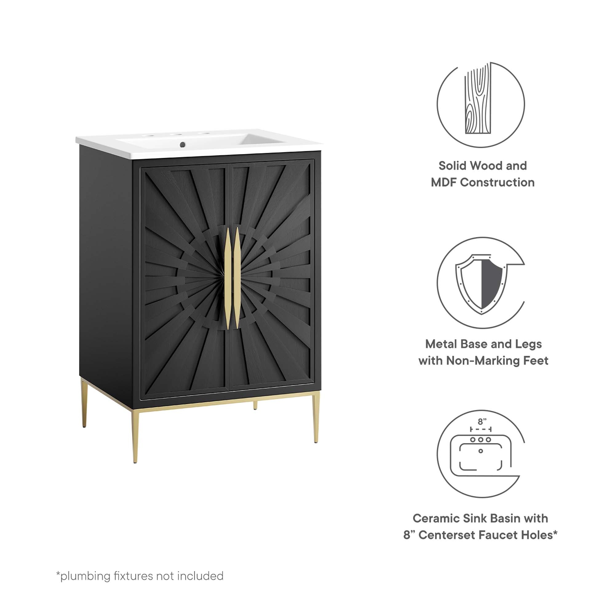 Awaken 24" Bathroom Vanity, White Black