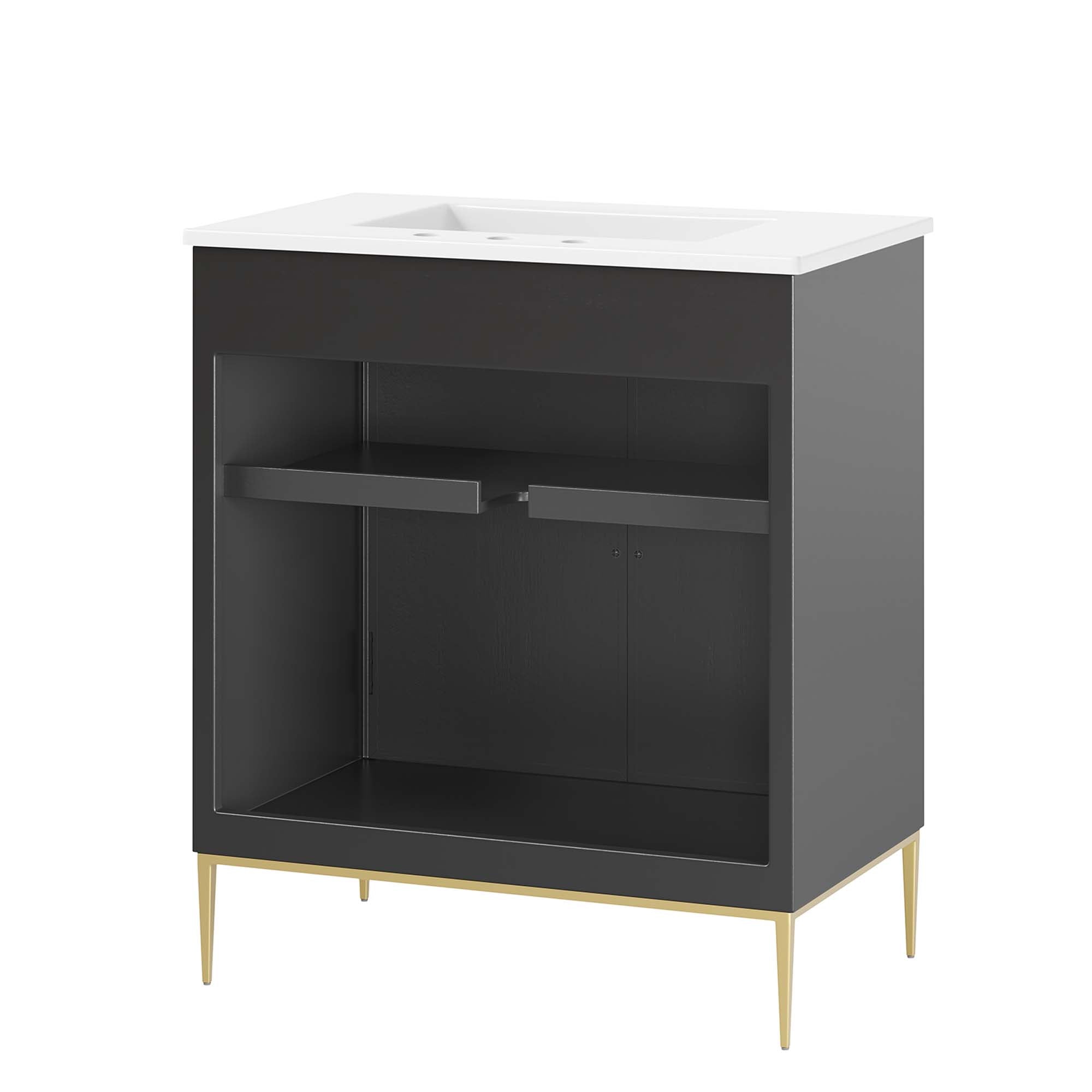 Awaken 30" Bathroom Vanity, White Black