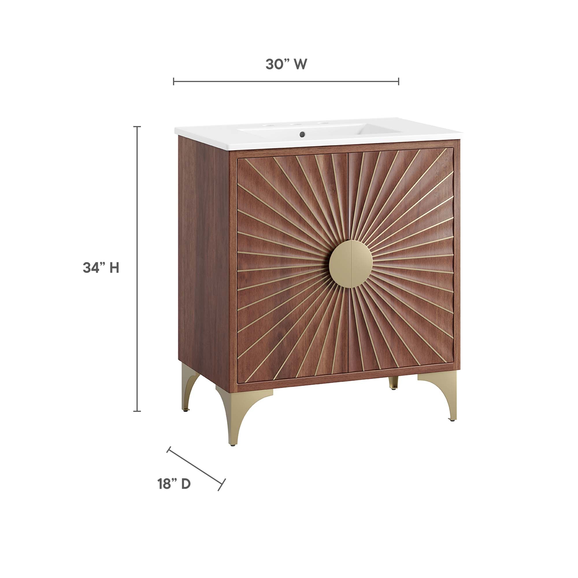 Daylight 30" Bathroom Vanity, White Walnut