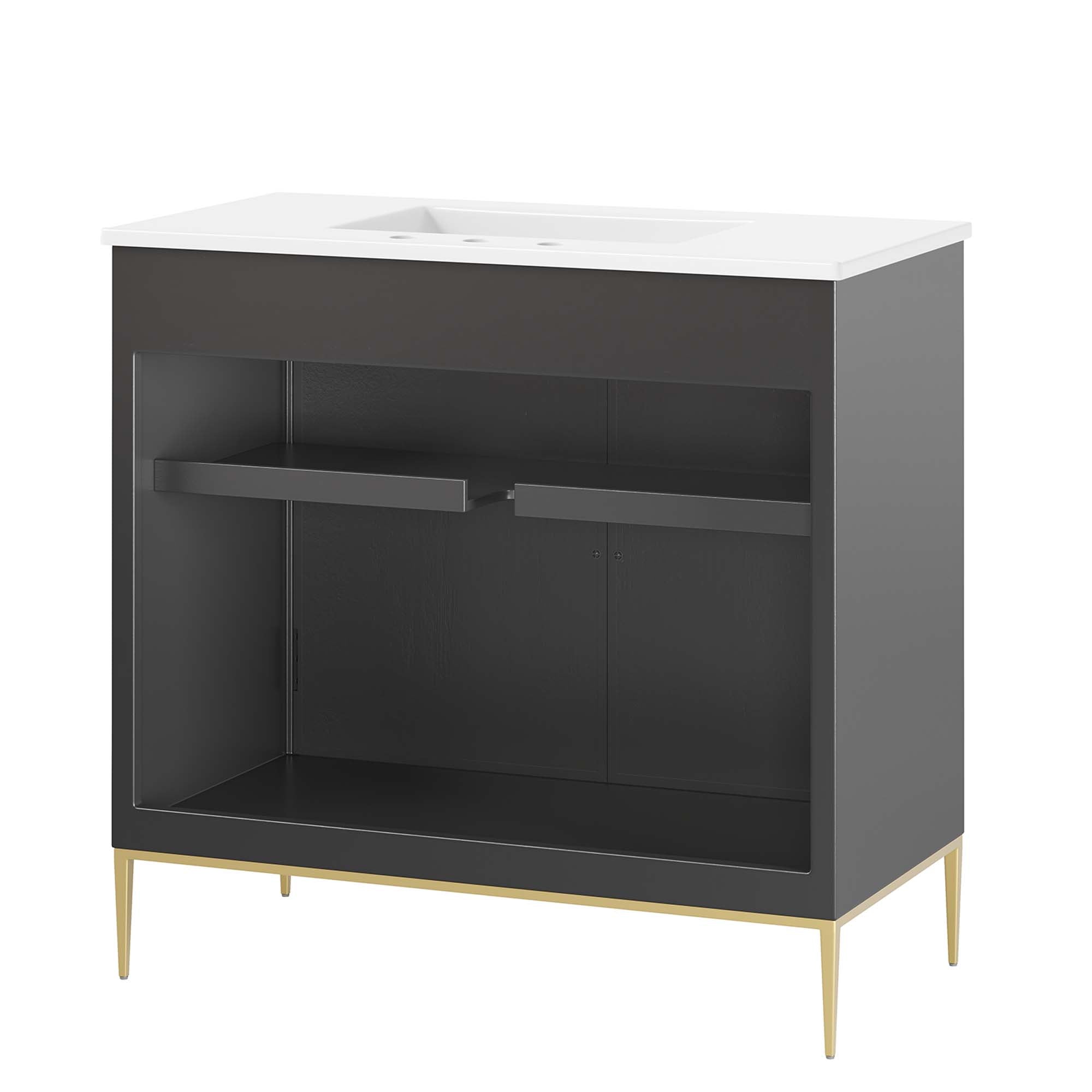 Awaken 36" Bathroom Vanity, White Black