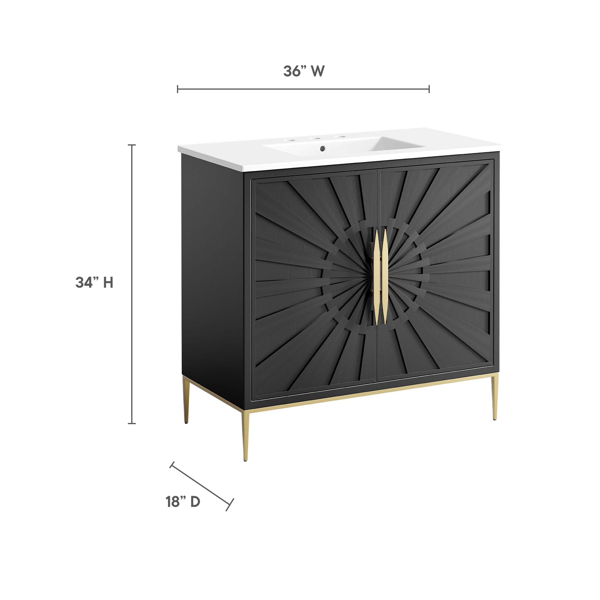 Awaken 36" Bathroom Vanity, White Black