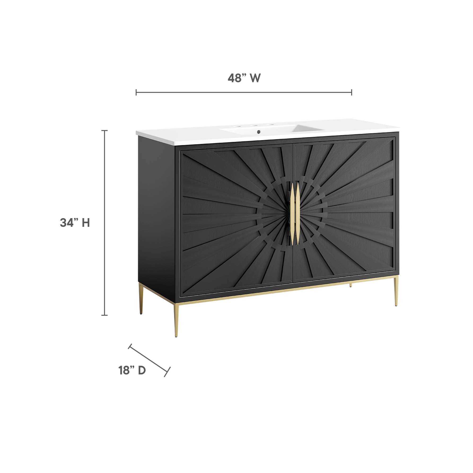 Awaken 48" Bathroom Vanity, White Black
