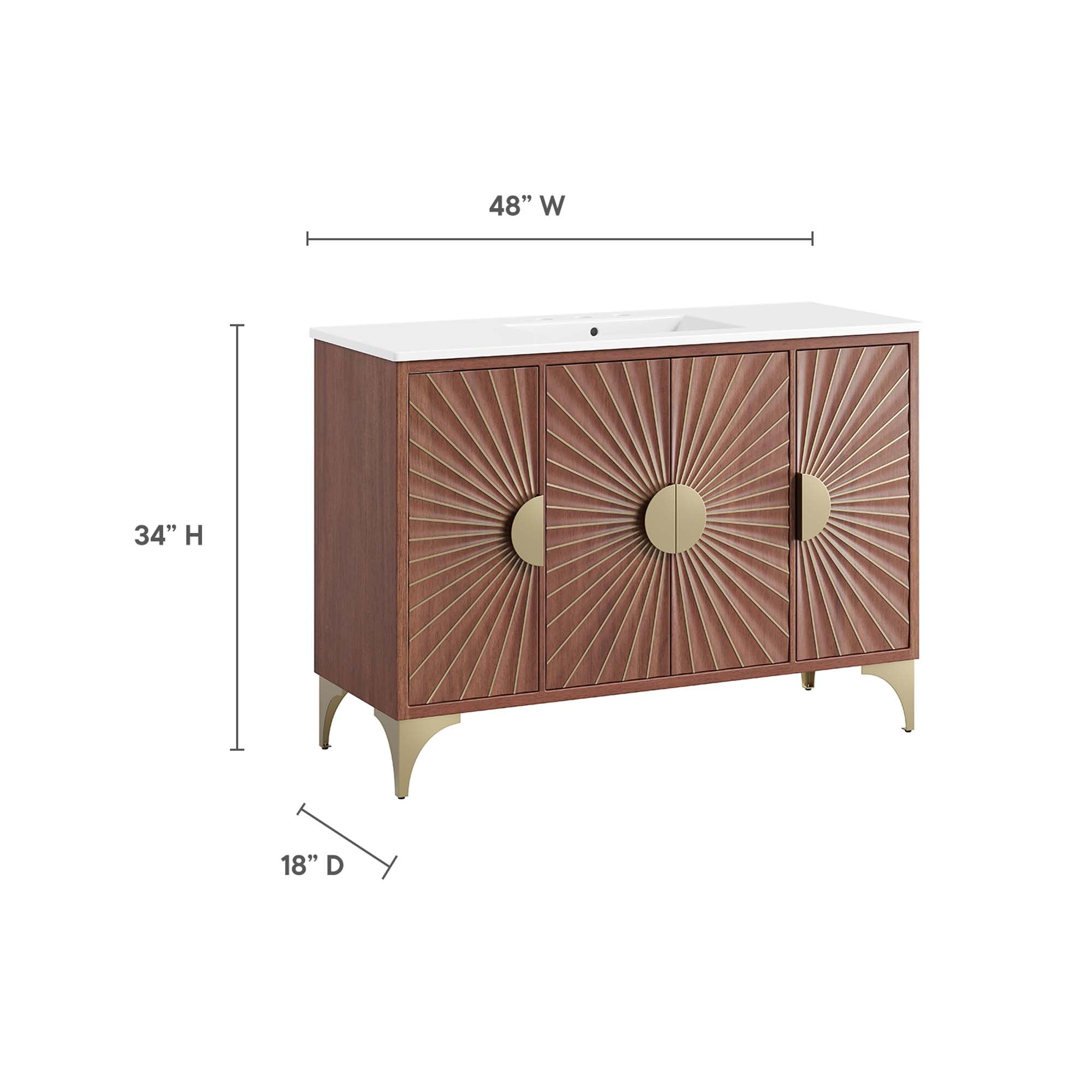 Daylight 48" Bathroom Vanity, White Walnut