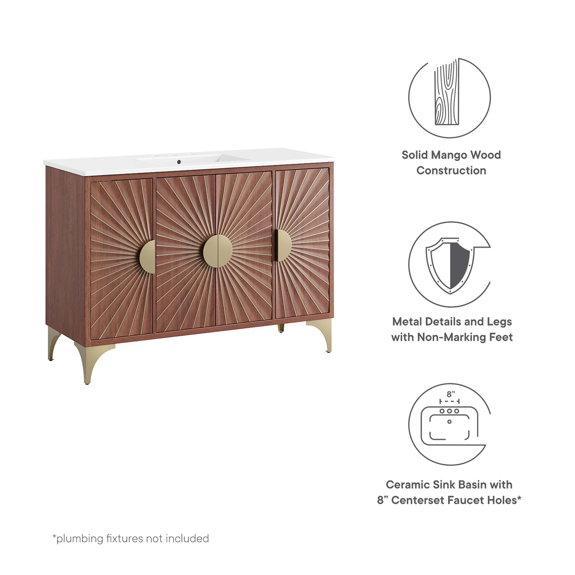Daylight 48" Bathroom Vanity, White Walnut