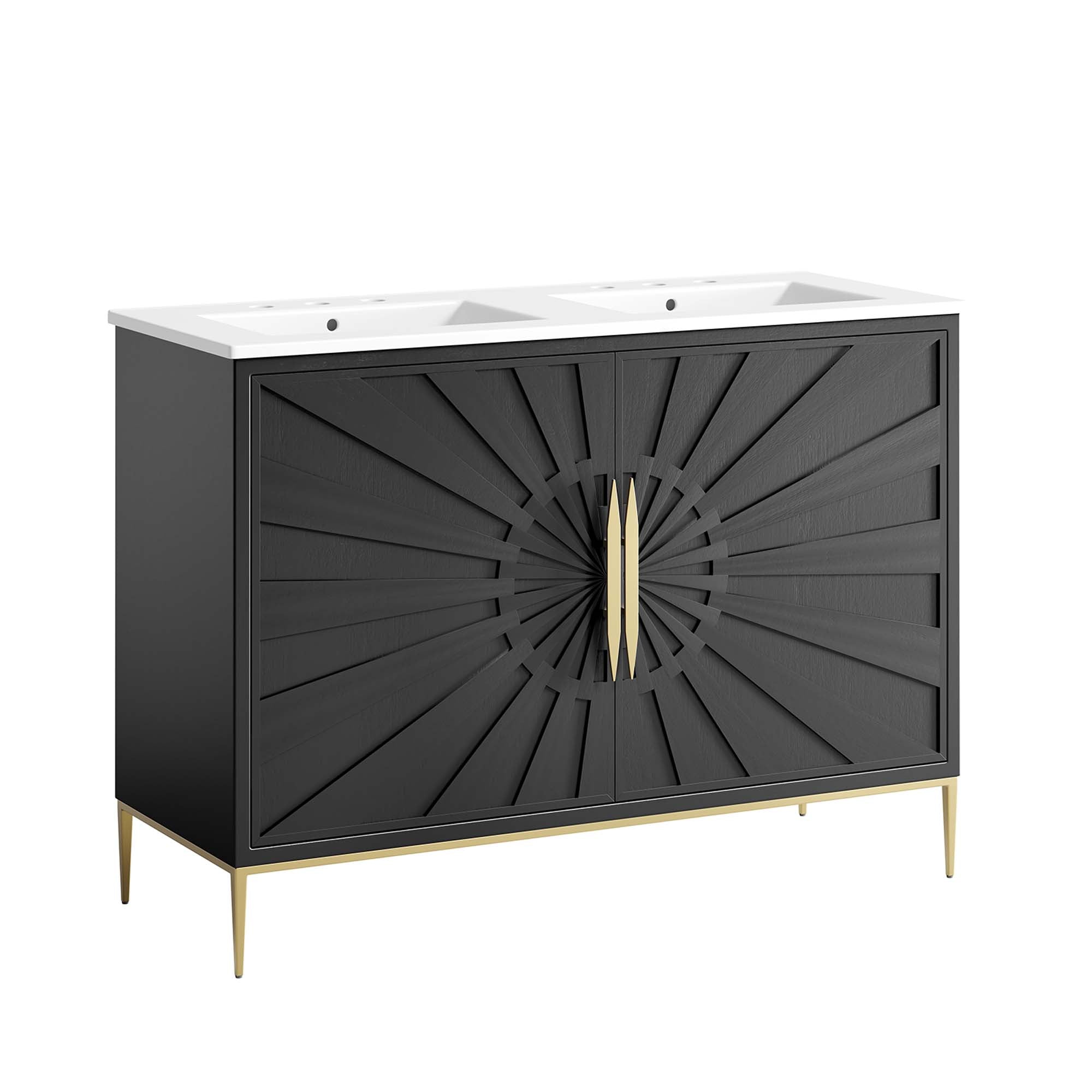 Awaken 48" Double Sink Bathroom Vanity, White Black