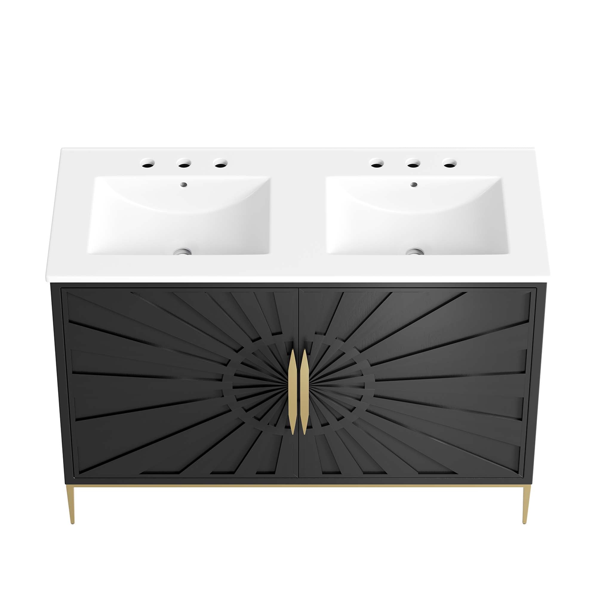 Awaken 48" Double Sink Bathroom Vanity, White Black
