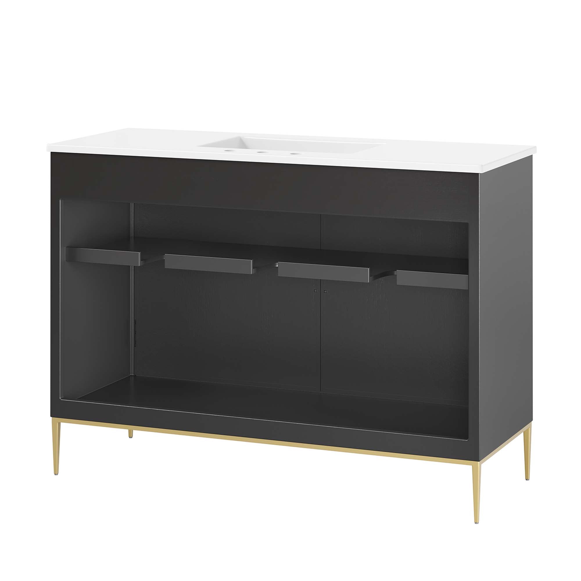 Awaken 48" Double Sink Bathroom Vanity, White Black