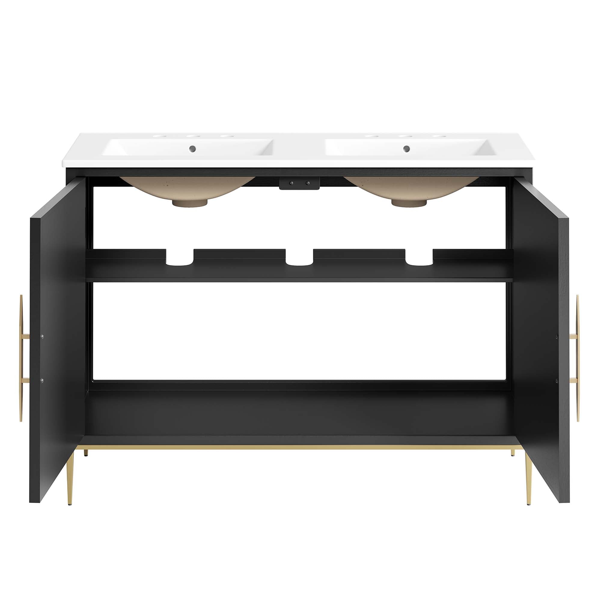 Awaken 48" Double Sink Bathroom Vanity, White Black