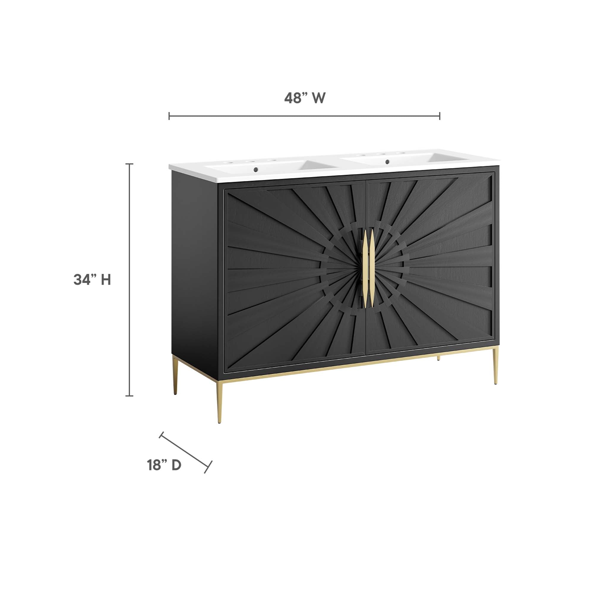 Awaken 48" Double Sink Bathroom Vanity, White Black
