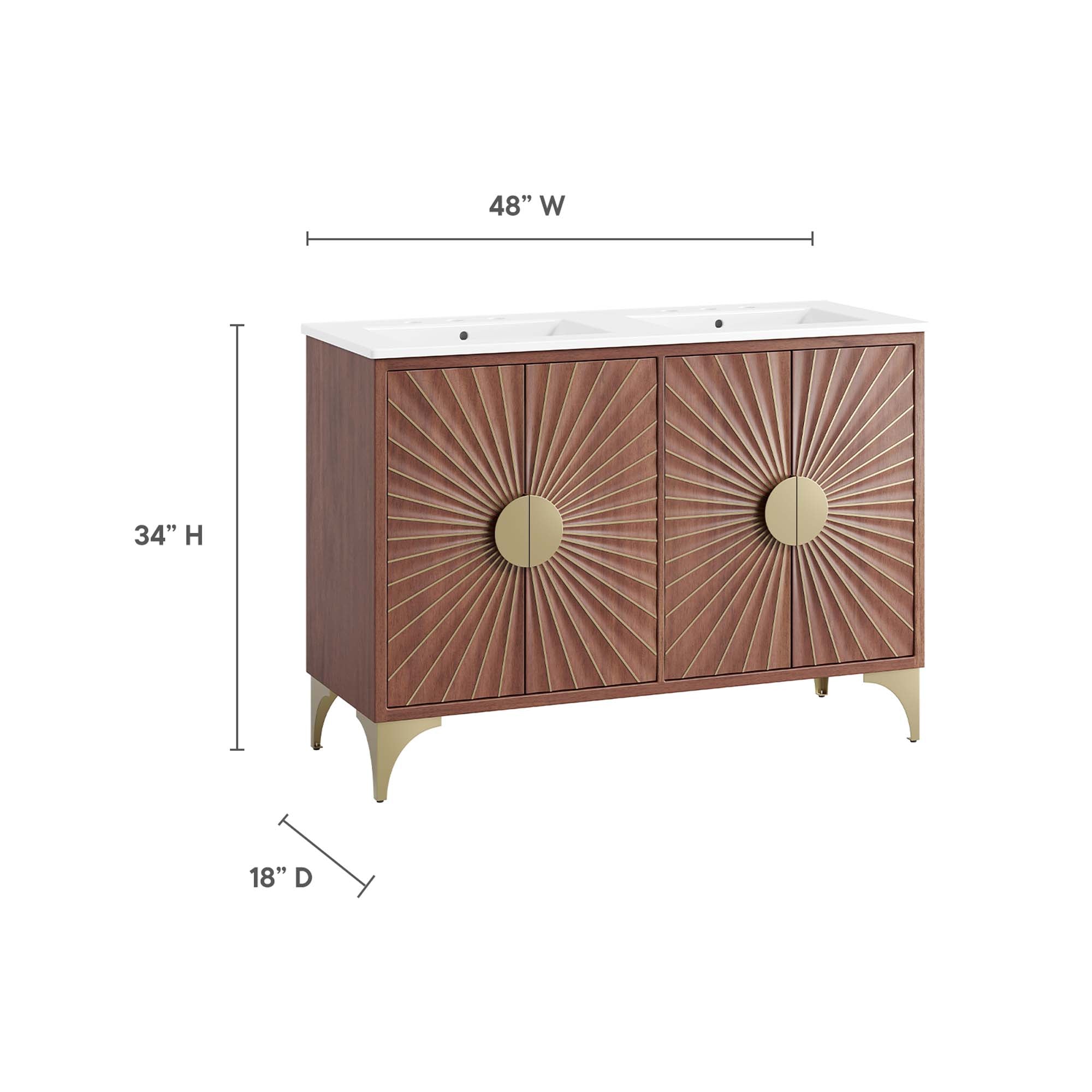 Daylight 48" Double Sink Bathroom Vanity, White Walnut