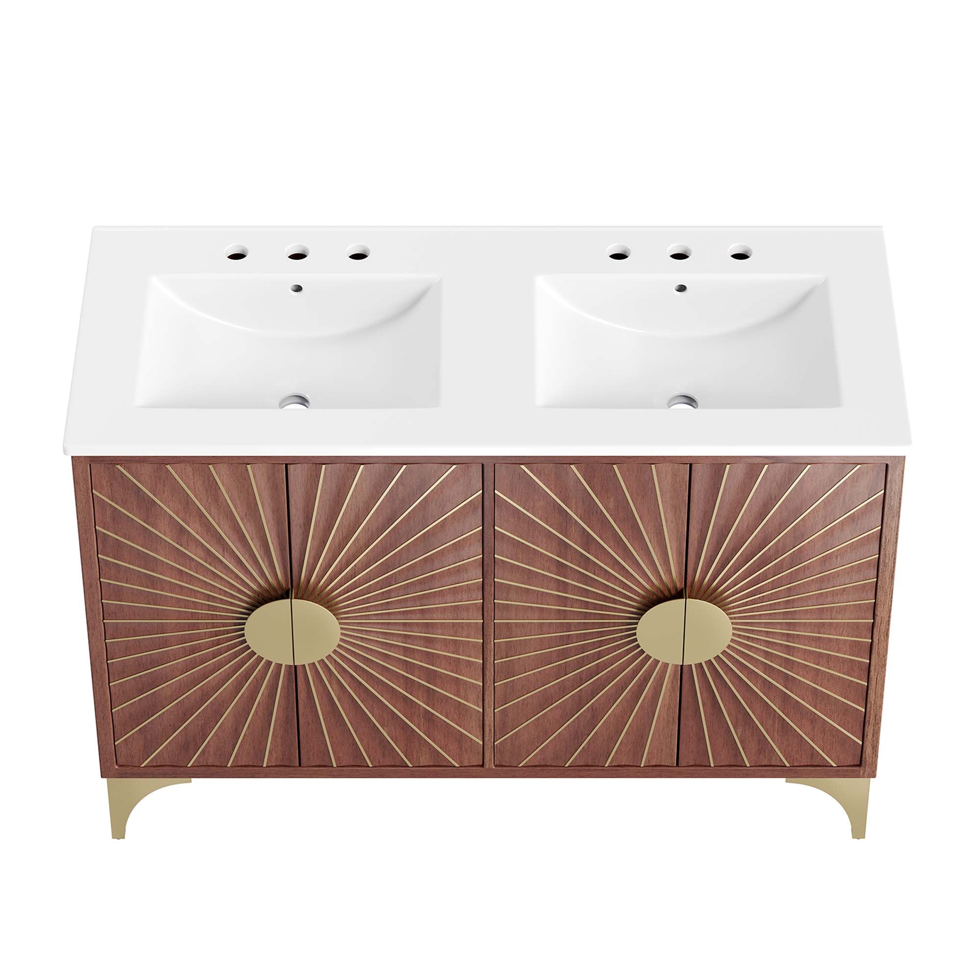 Daylight 48" Double Sink Bathroom Vanity, White Walnut
