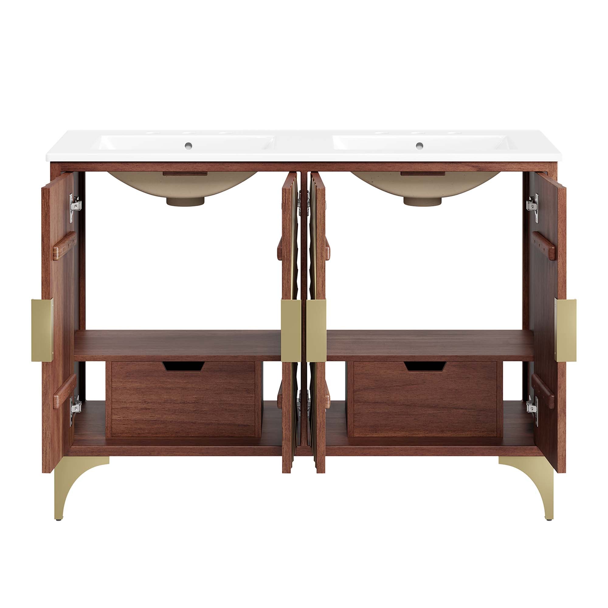 Daylight 48" Double Sink Bathroom Vanity, White Walnut