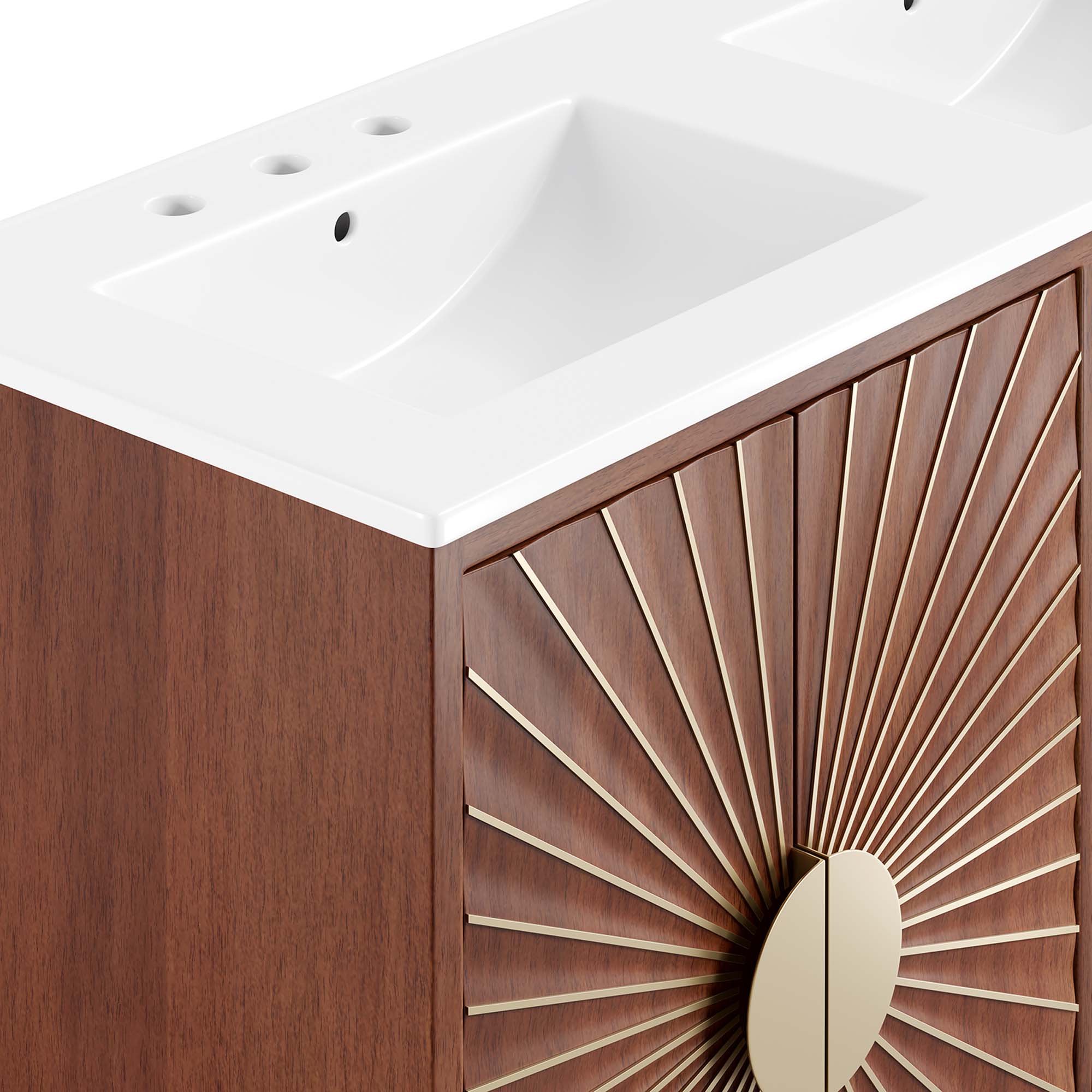 Daylight 48" Double Sink Bathroom Vanity, White Walnut