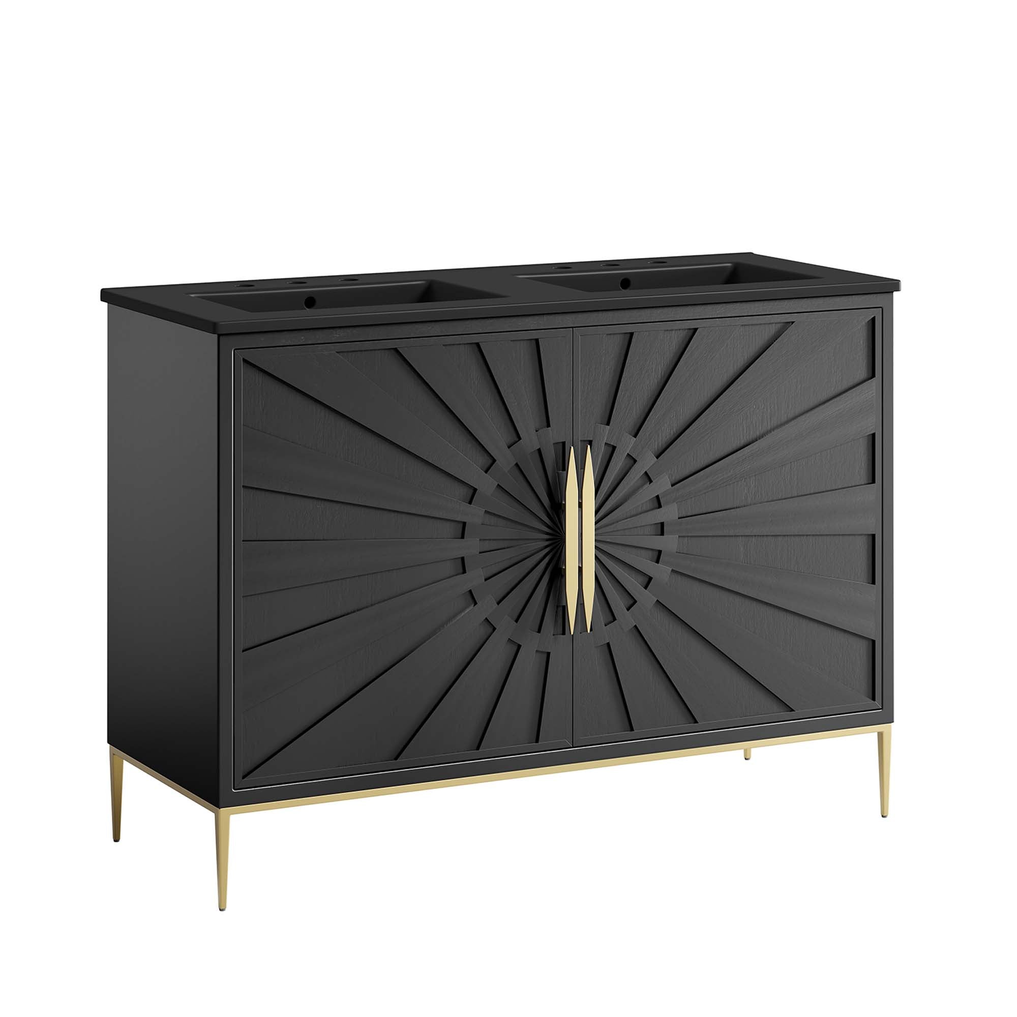 Awaken 48" Double Sink Bathroom Vanity, Black Black