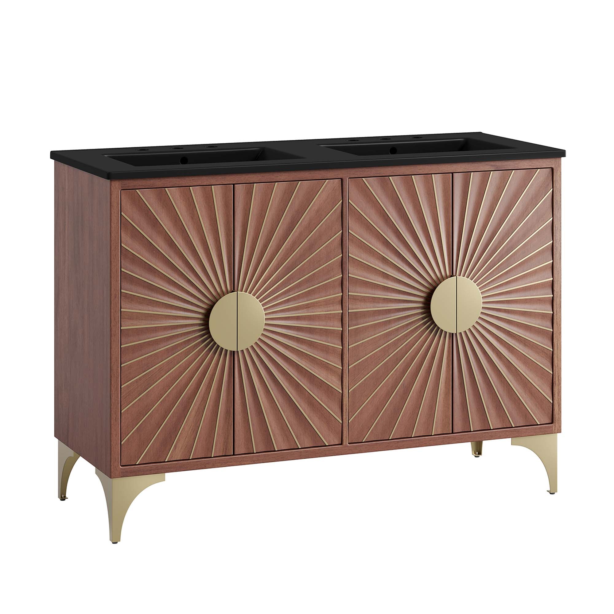 Daylight 48" Double Sink Bathroom Vanity, Black Walnut