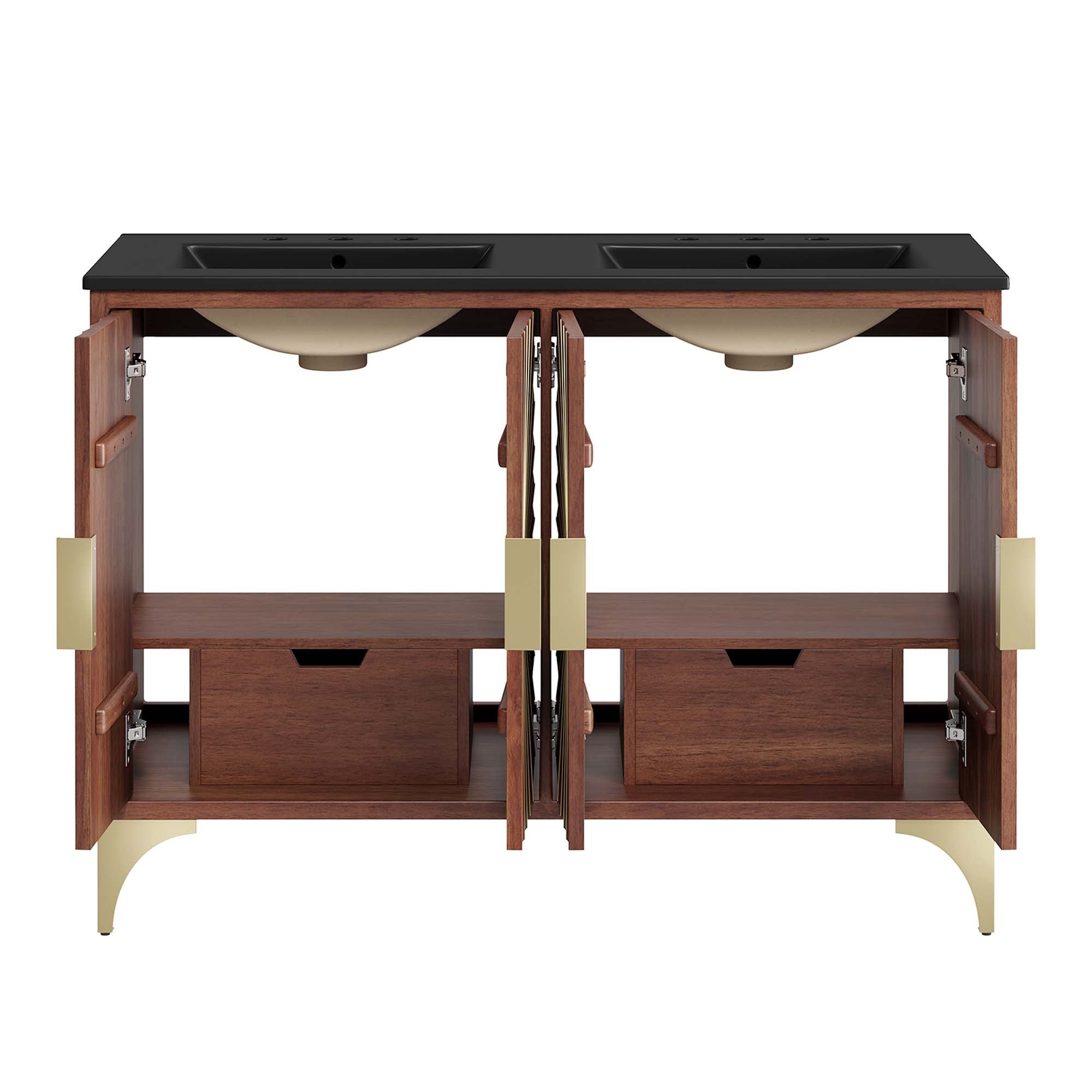 Daylight 48" Double Sink Bathroom Vanity, Black Walnut