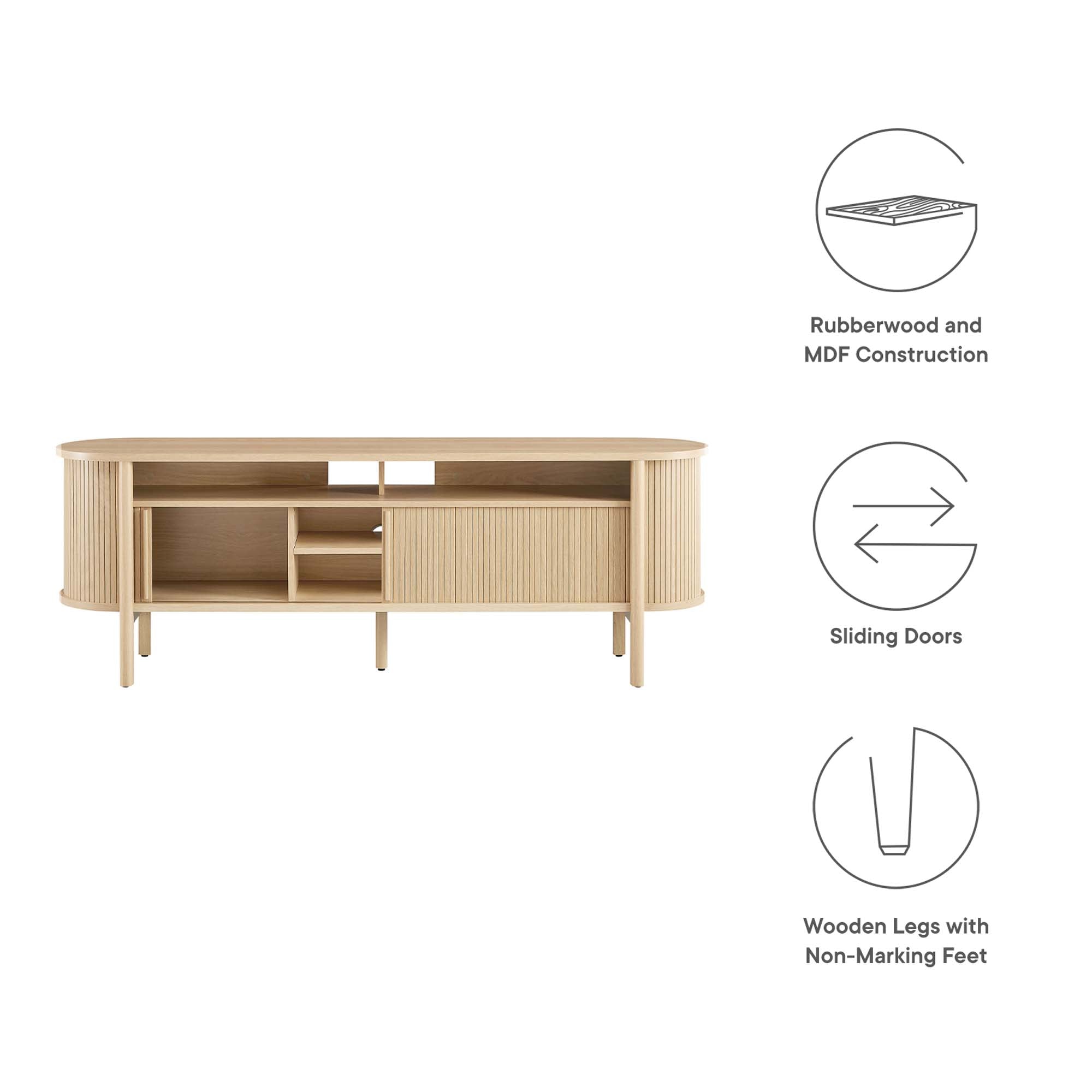 Cadence 71" Curved TV Stand, Oak