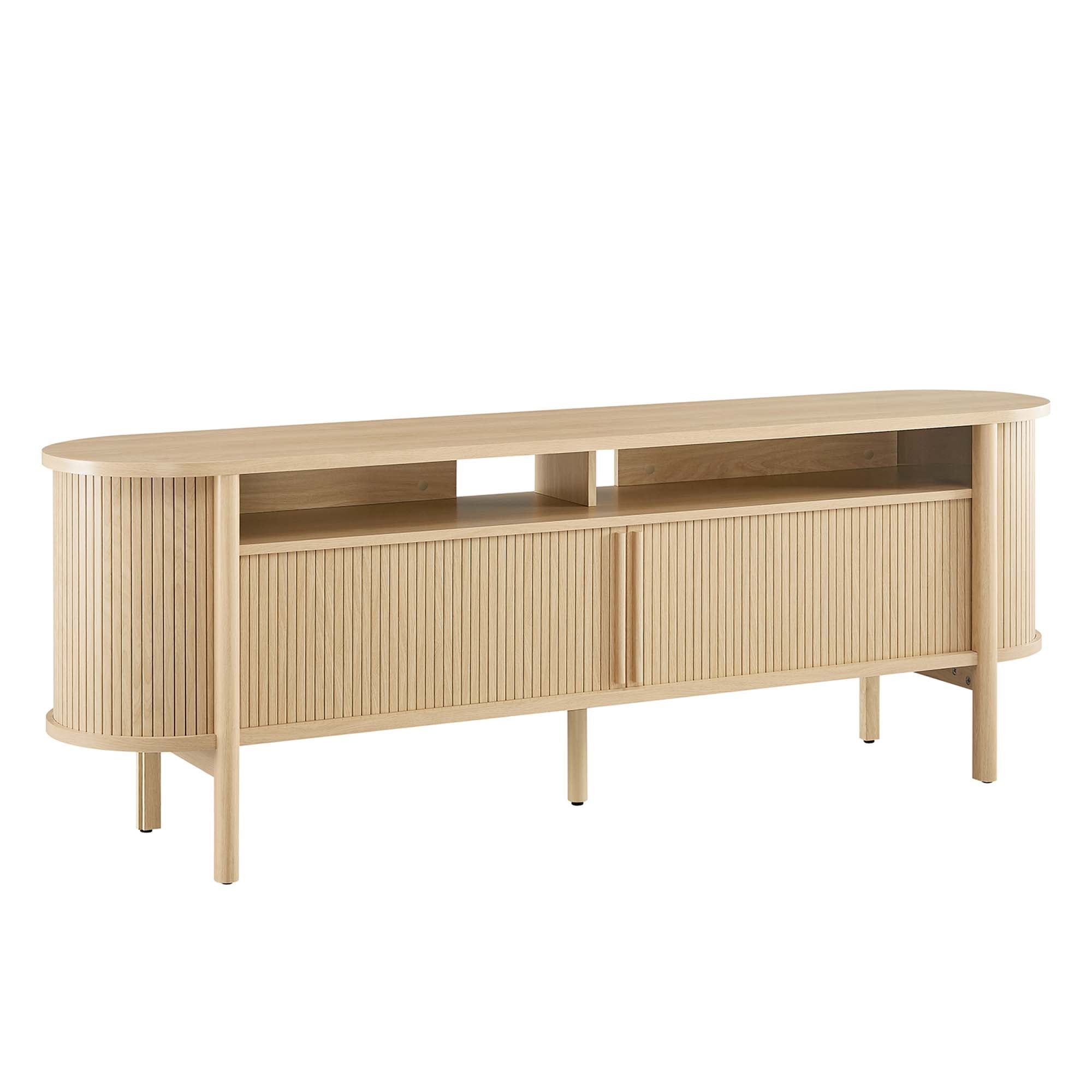 Cadence 71" Curved TV Stand, Oak