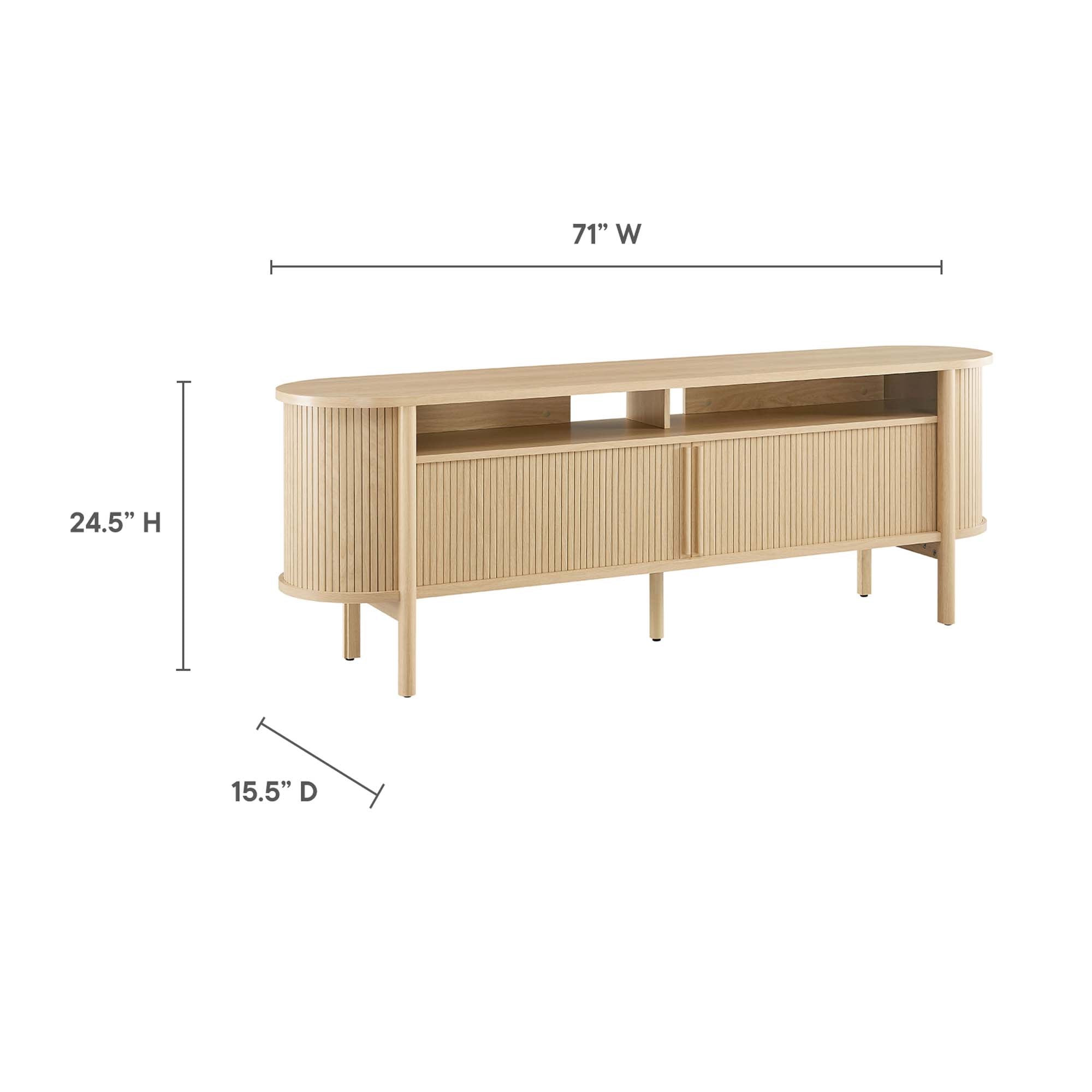 Cadence 71" Curved TV Stand, Oak