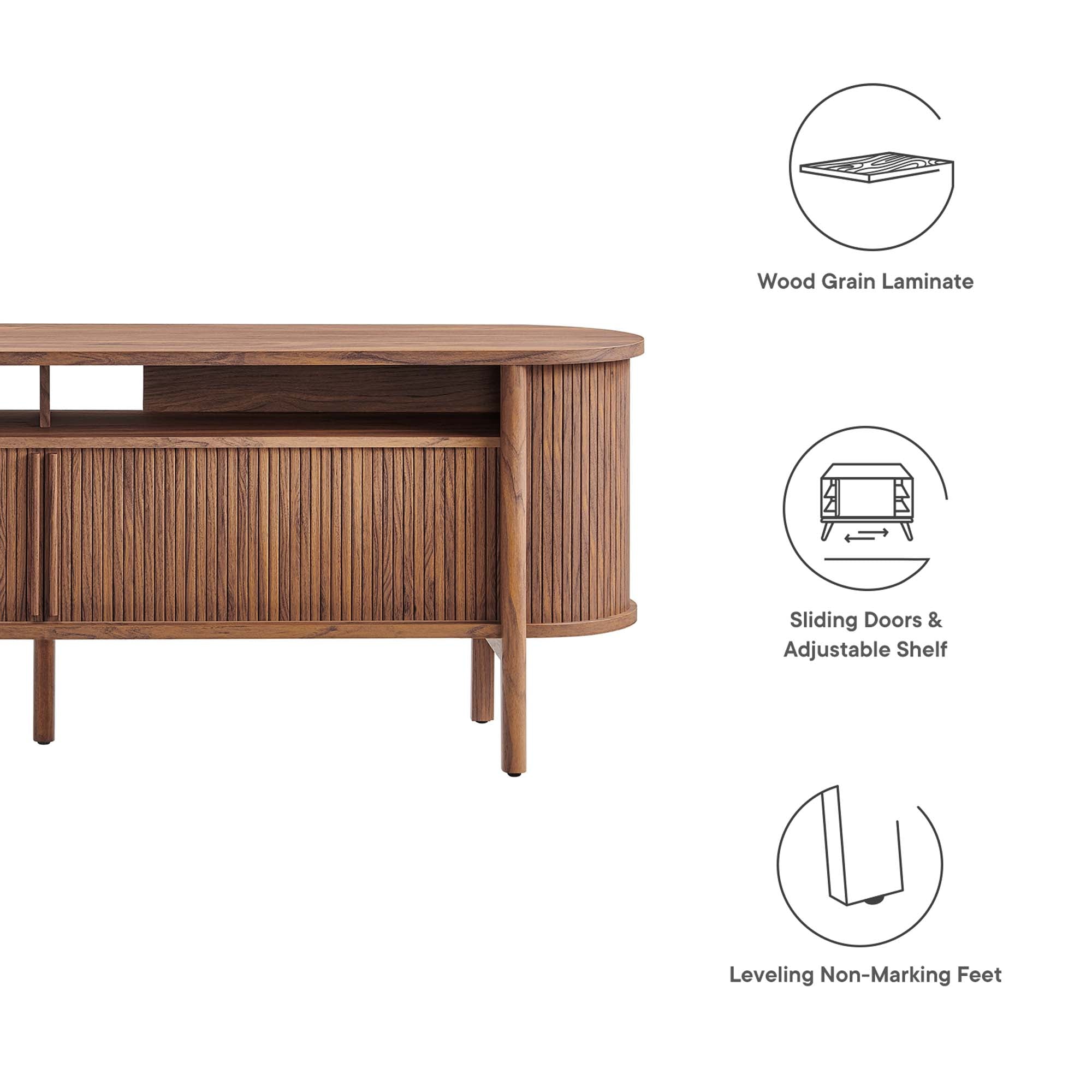 Cadence 71" Curved TV Stand, Walnut