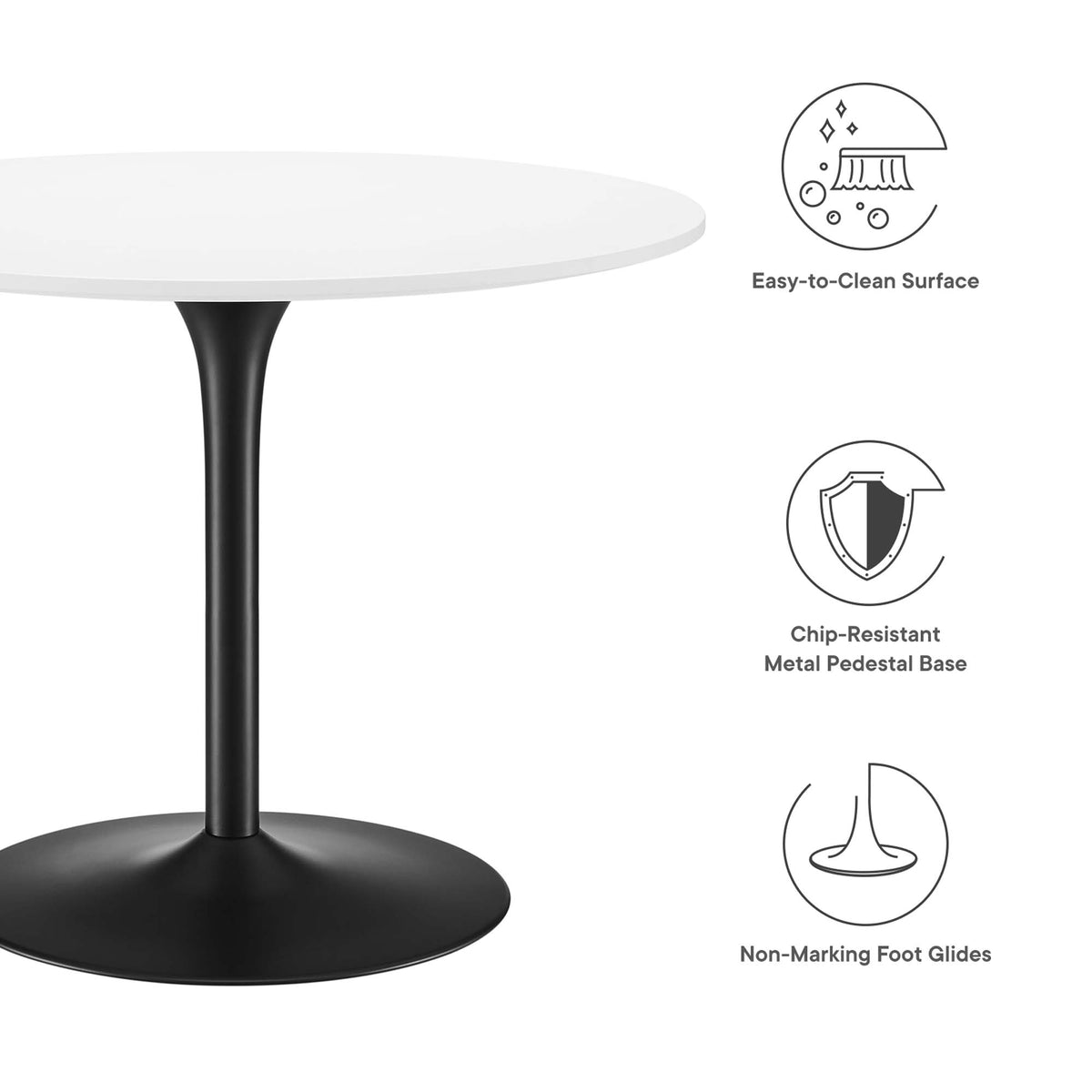 Pursuit 40" Dining Table, White Black