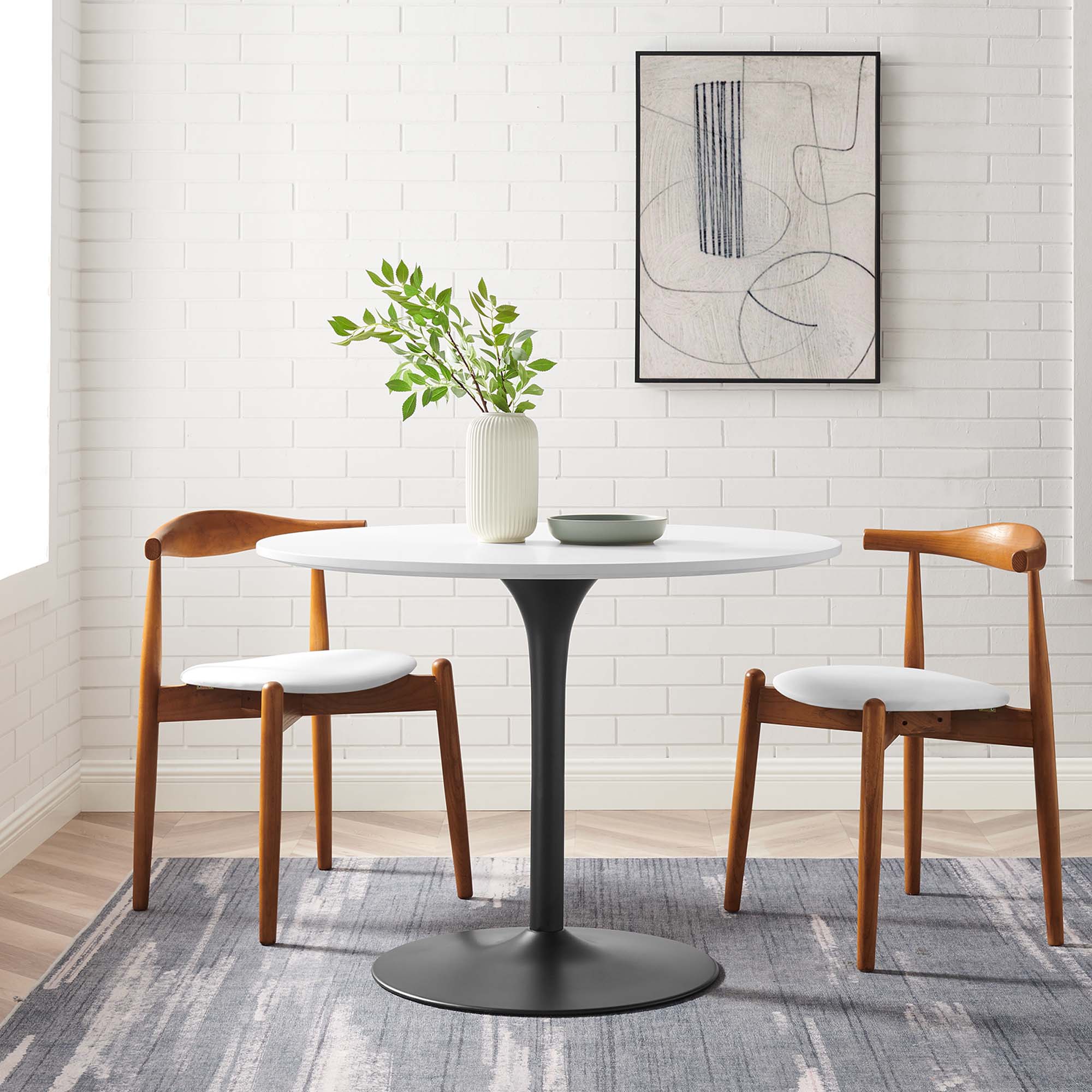 Pursuit 40" Dining Table, White Black