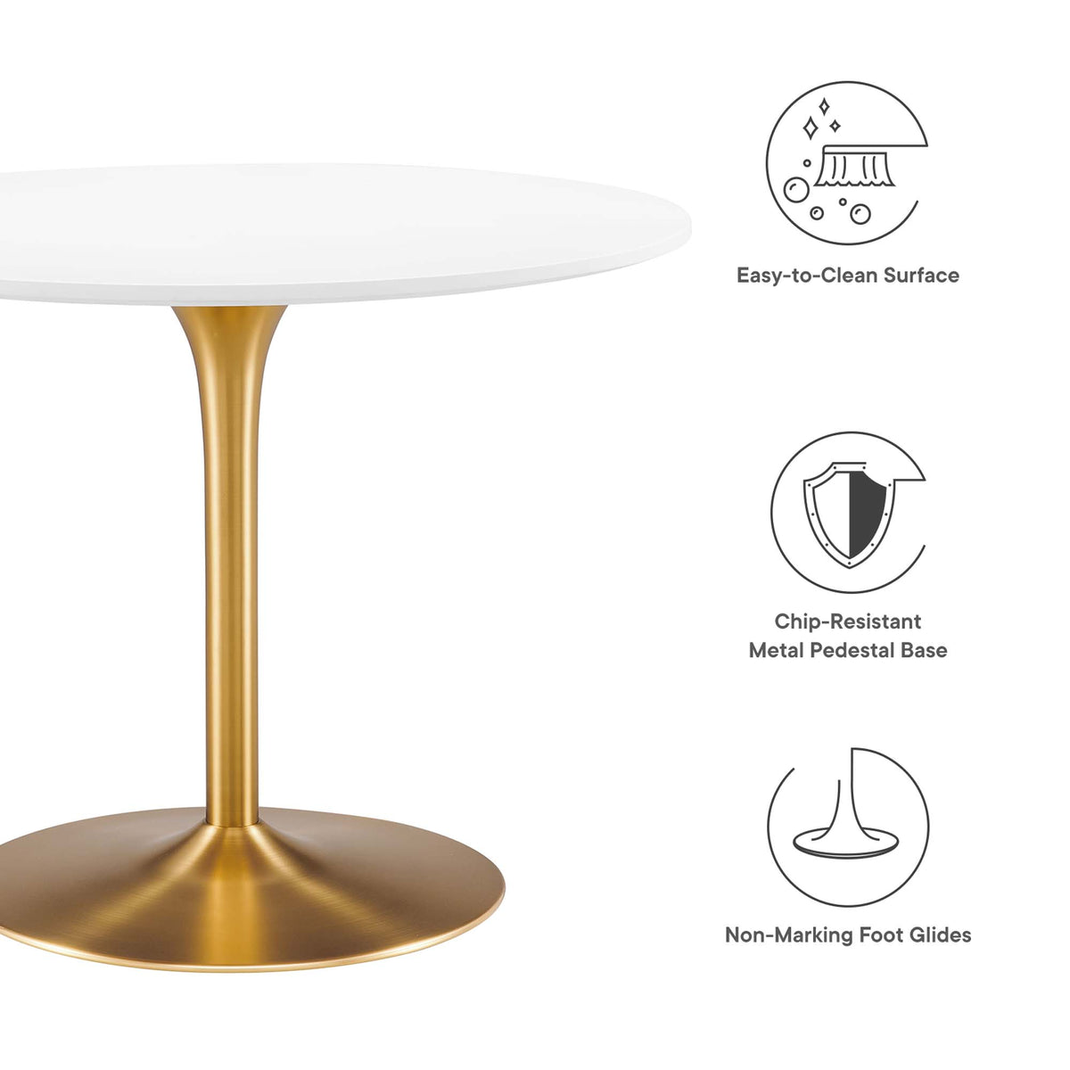 Pursuit 40" Dining Table, White Gold