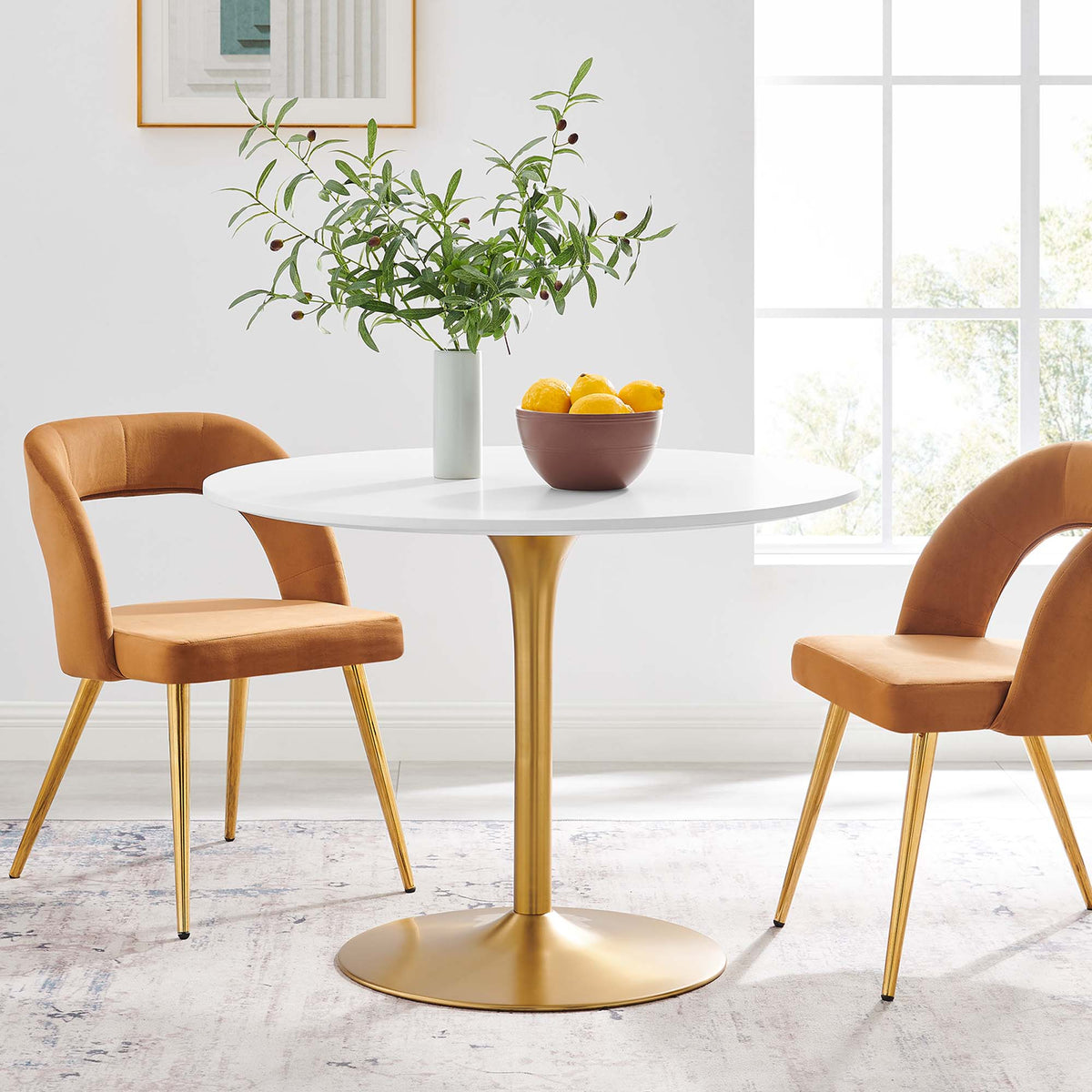 Pursuit 40" Dining Table, White Gold